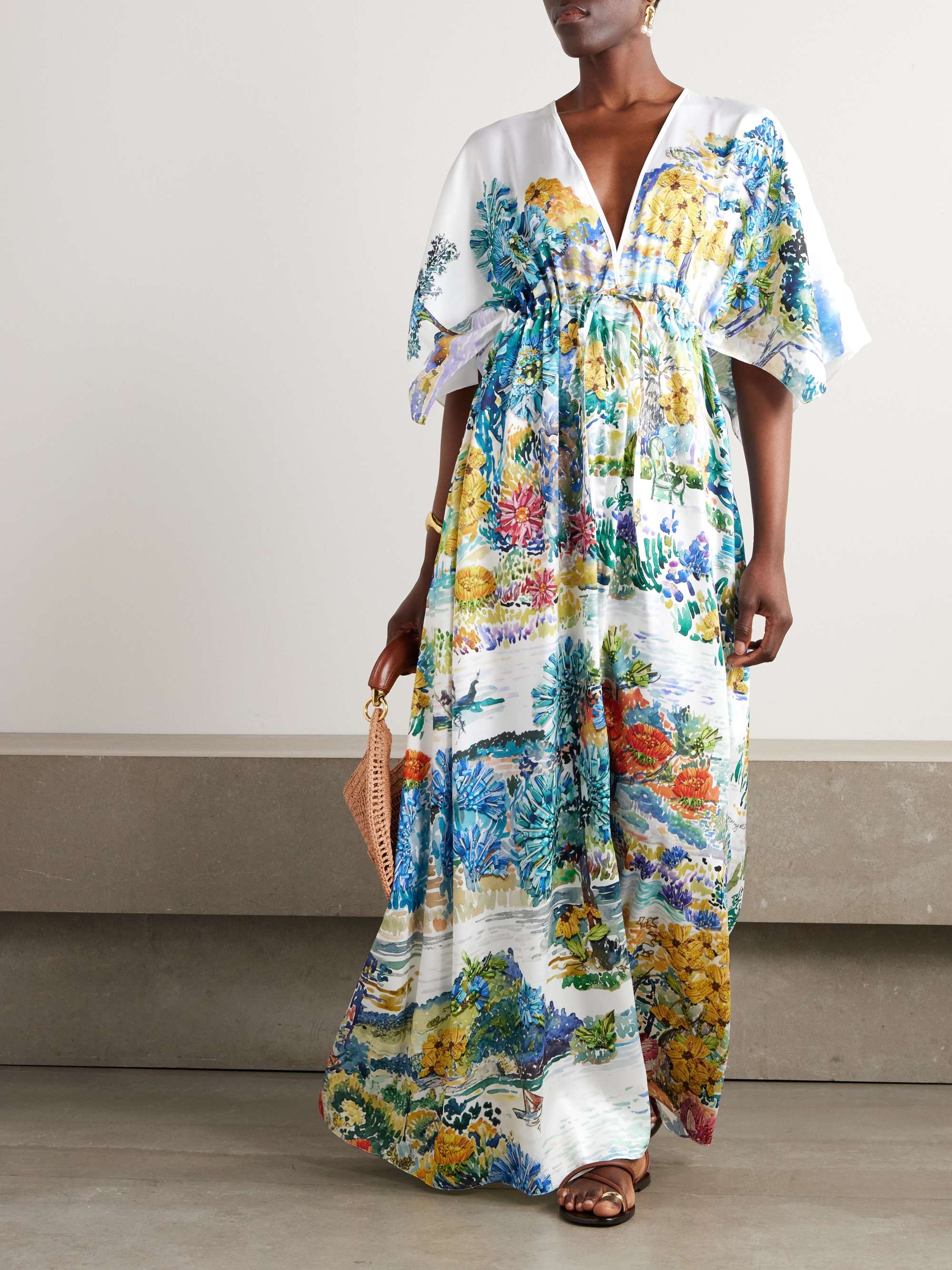 Taormina floral-print twill kaftan view