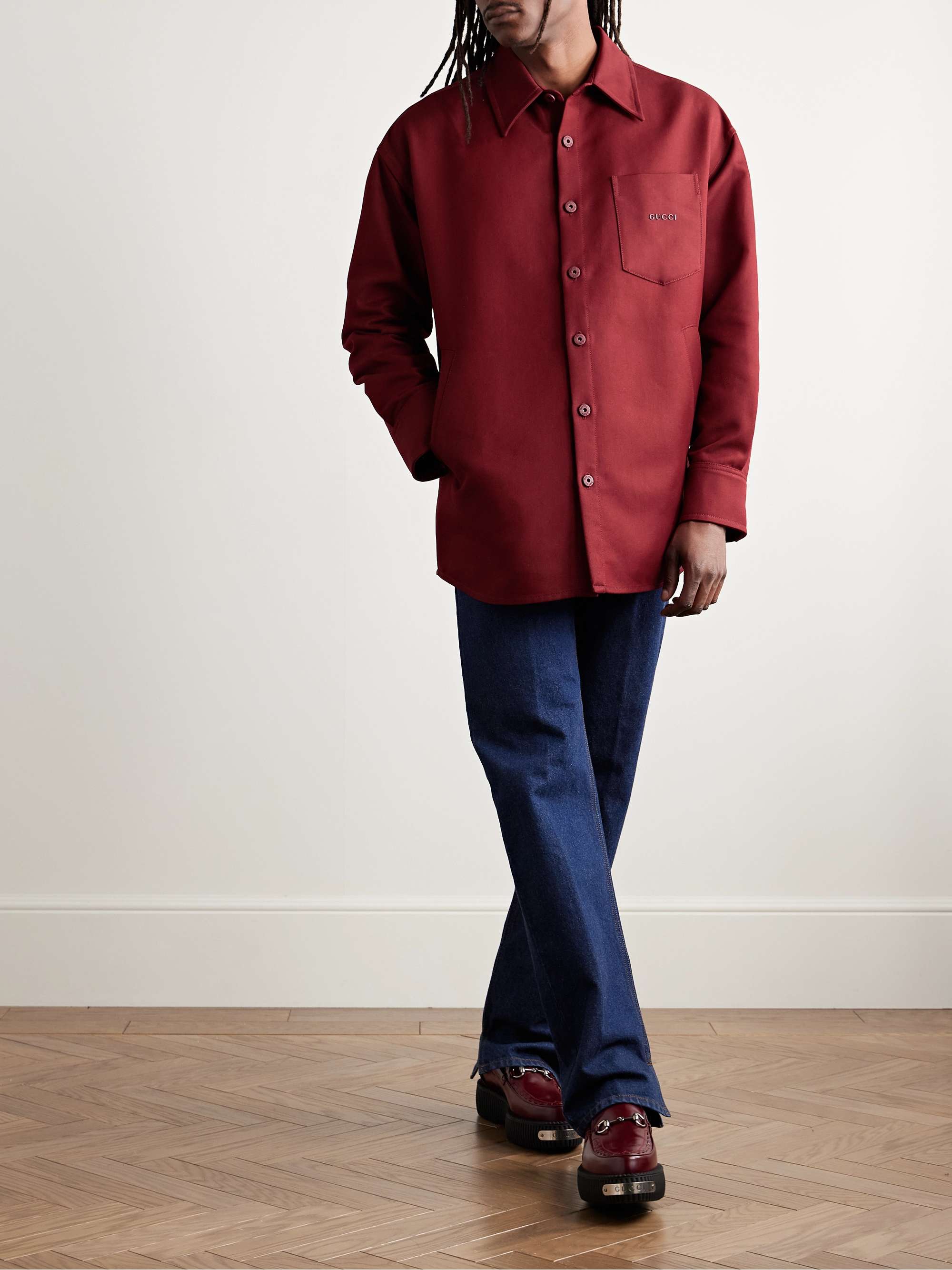Logo-Embellished Cotton-Blend Gabardine Overshirt view