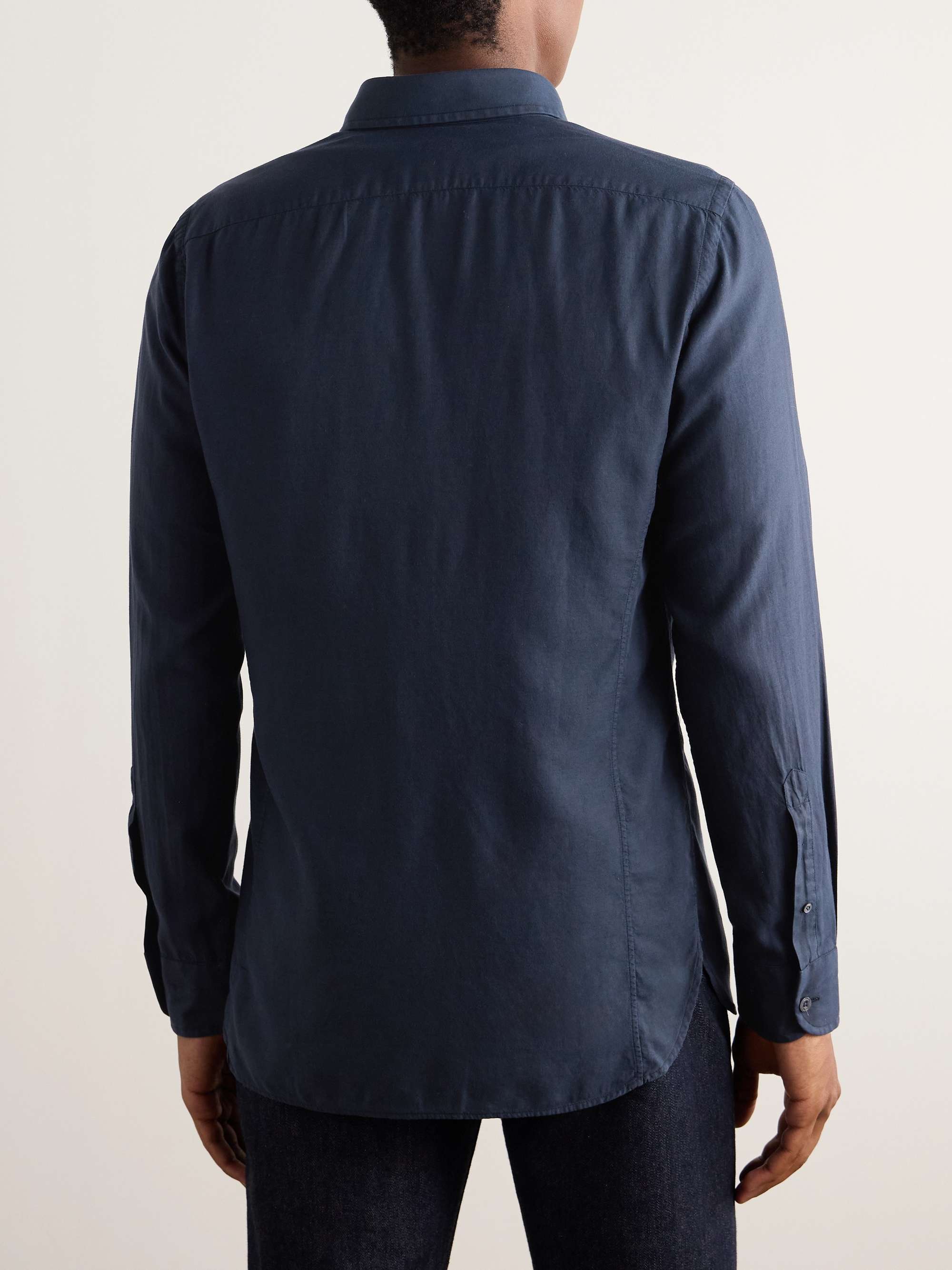Button-Down Collar Lyocell, Cotton and Cashmere-Blend Shirt view