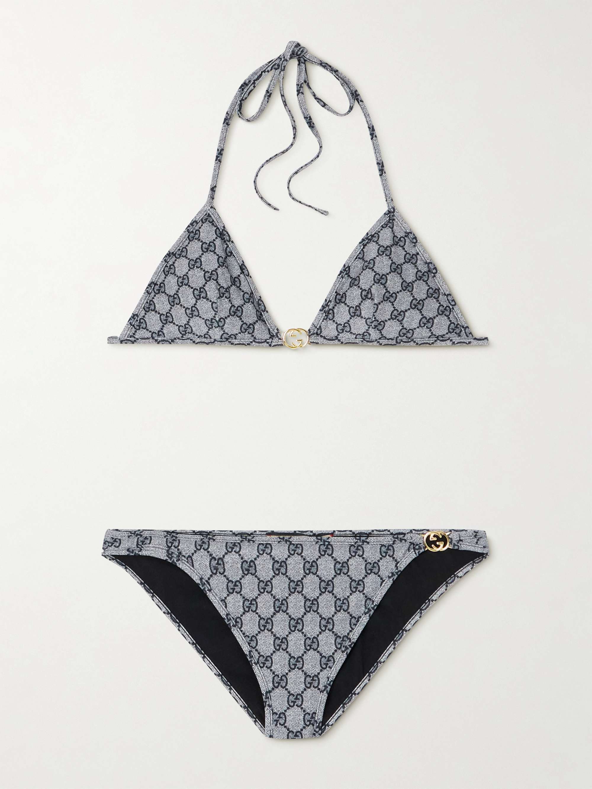 Embellished printed triangle bikini hero visual