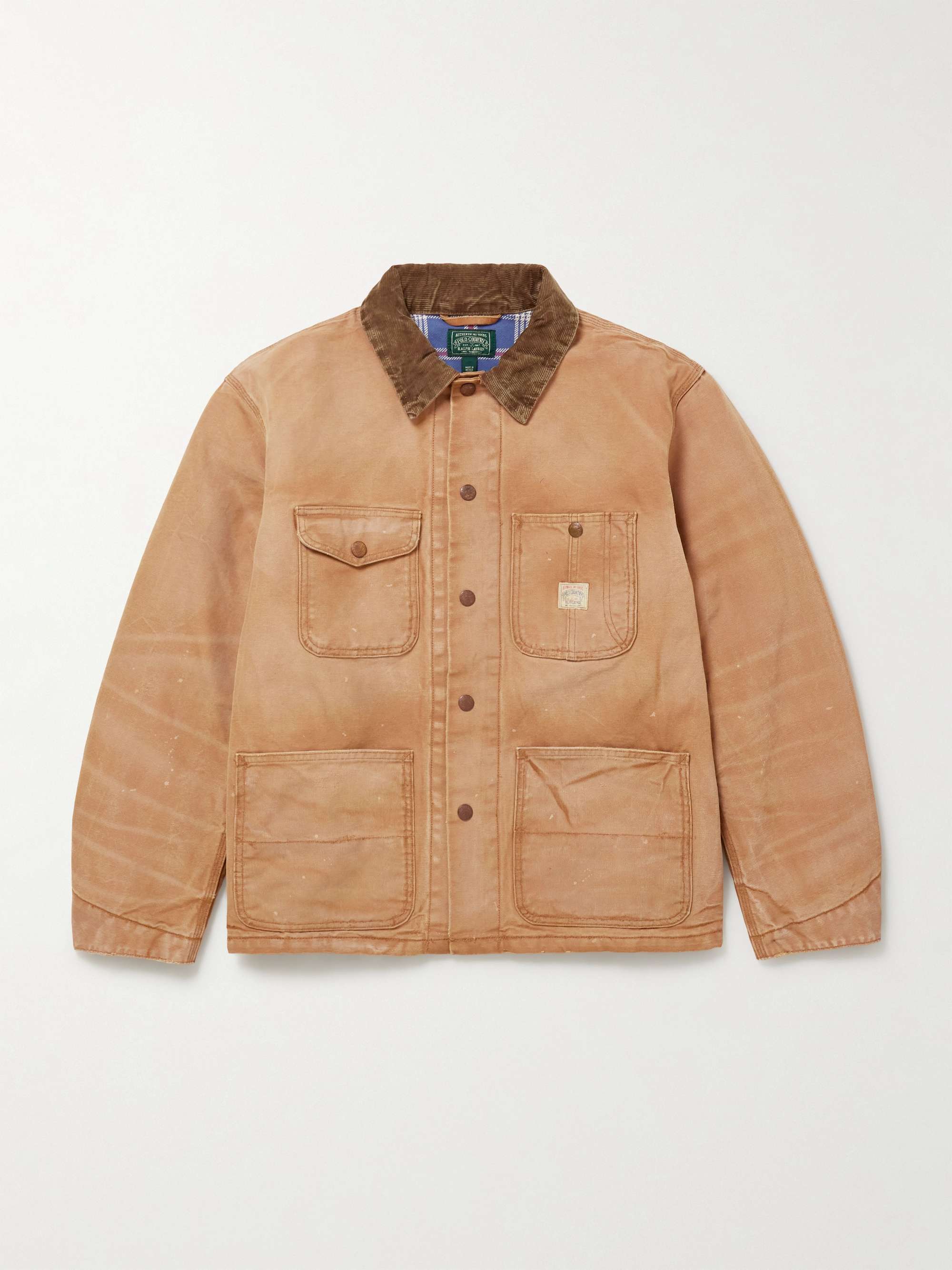 Polo Country Corduroy-Trimmed Distressed Recycled-Canvas Chore Jacket hero visual