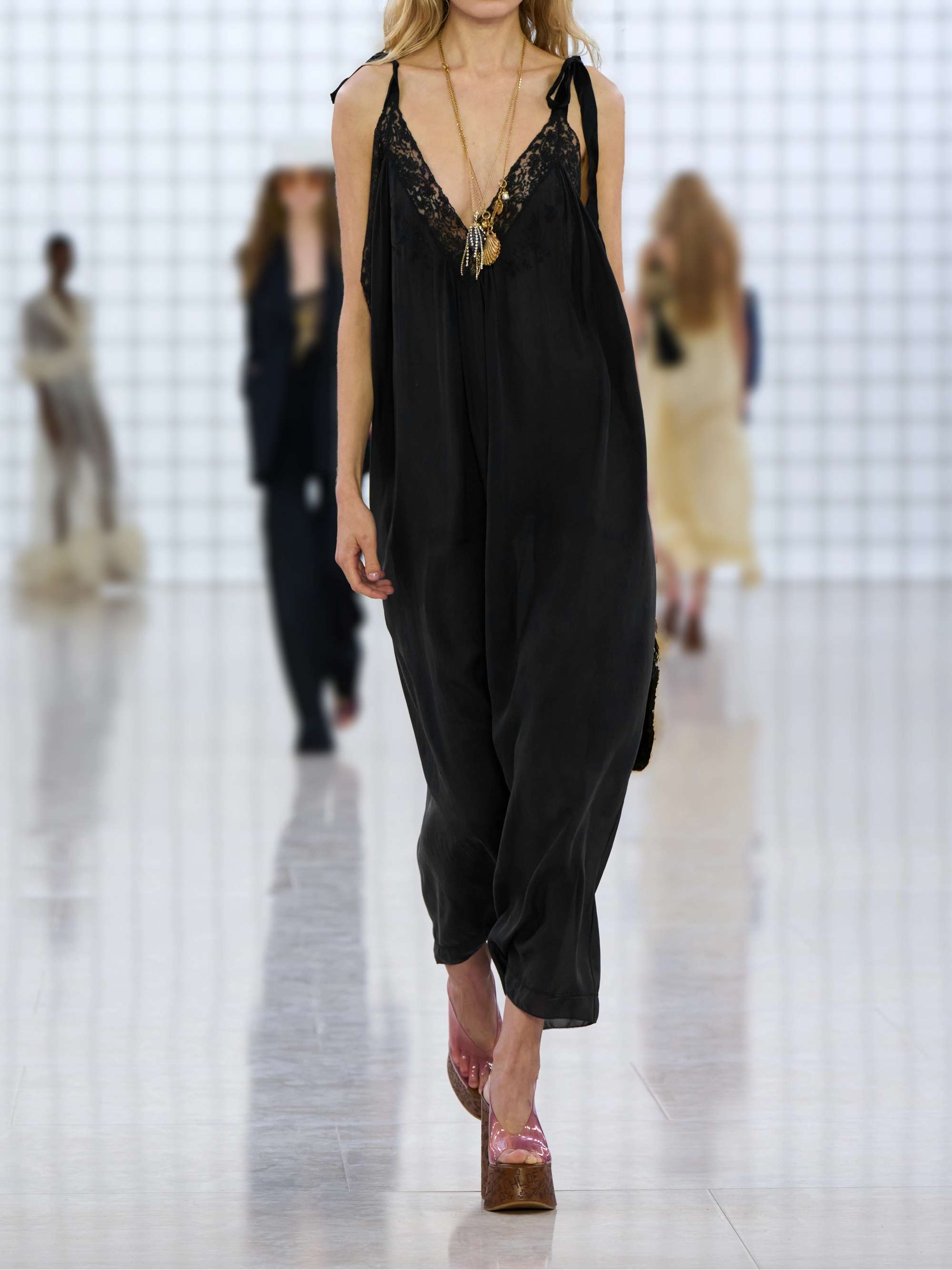 Lace-trimmed organic silk-charmeuse midi dress view
