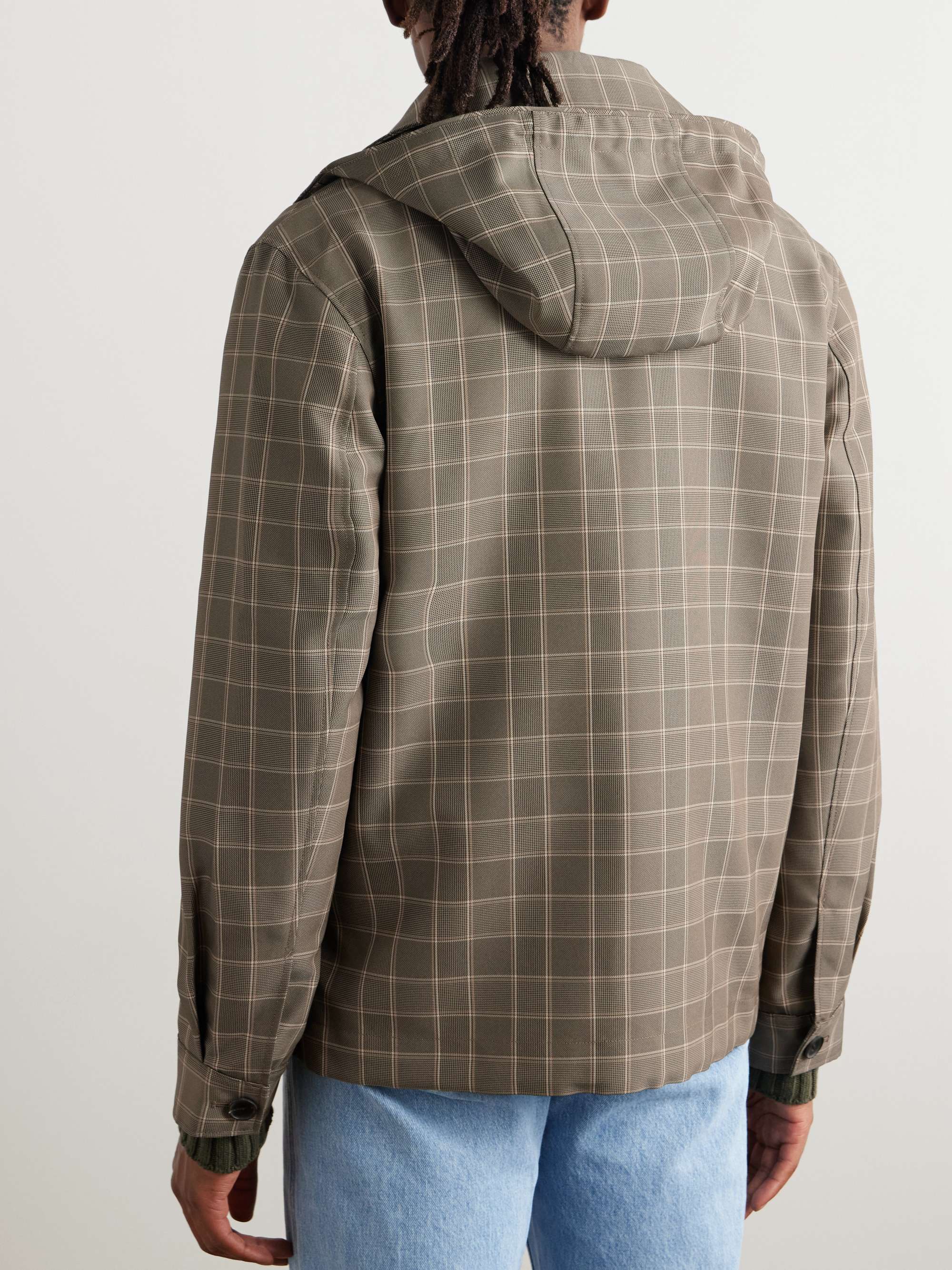 Checked Recycled-Shell Hooded Coach Jacket view