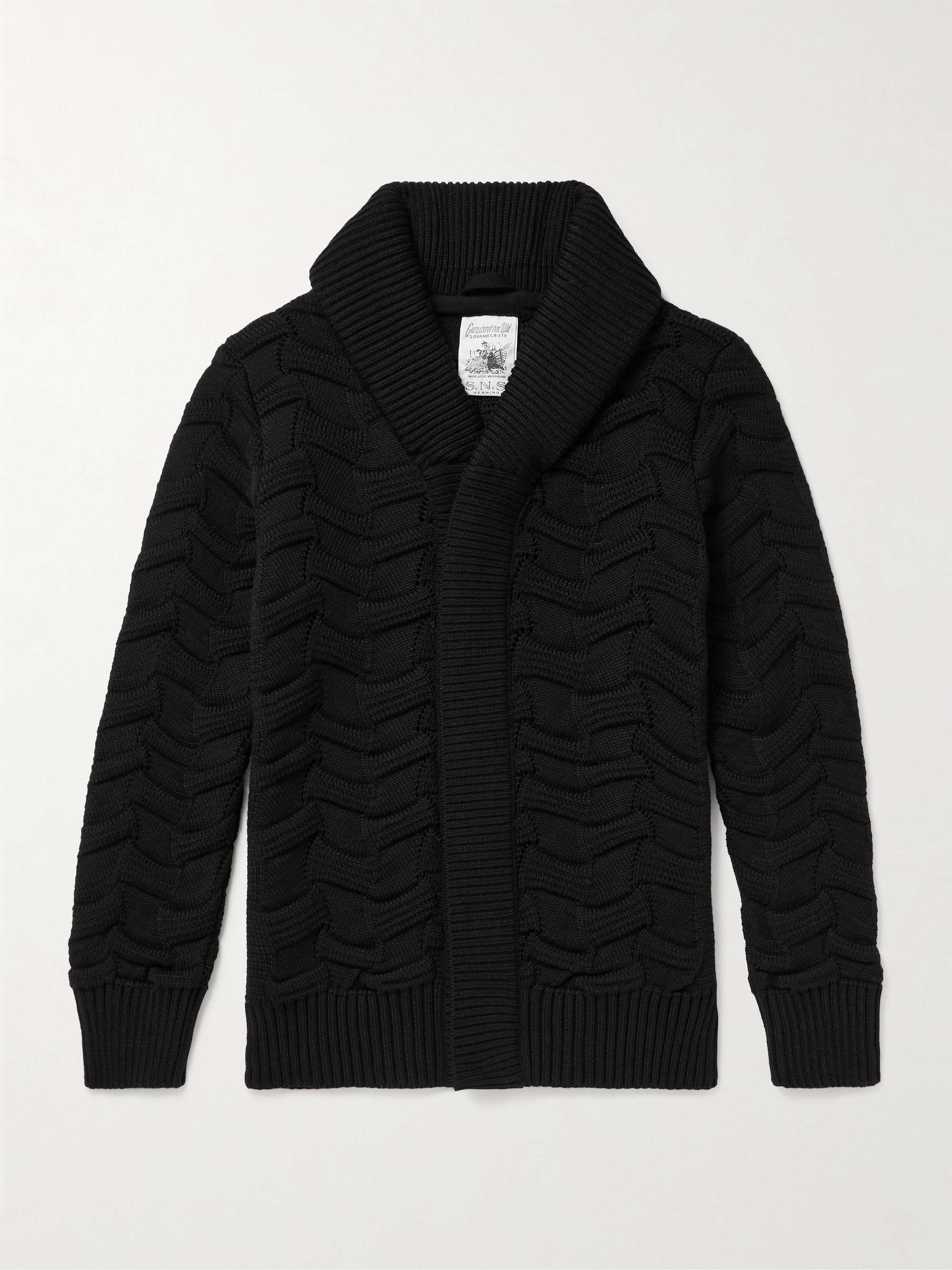 Epigon III Slim-Fit Shawl-Collar Textured Virgin Wool Cardigan hero visual