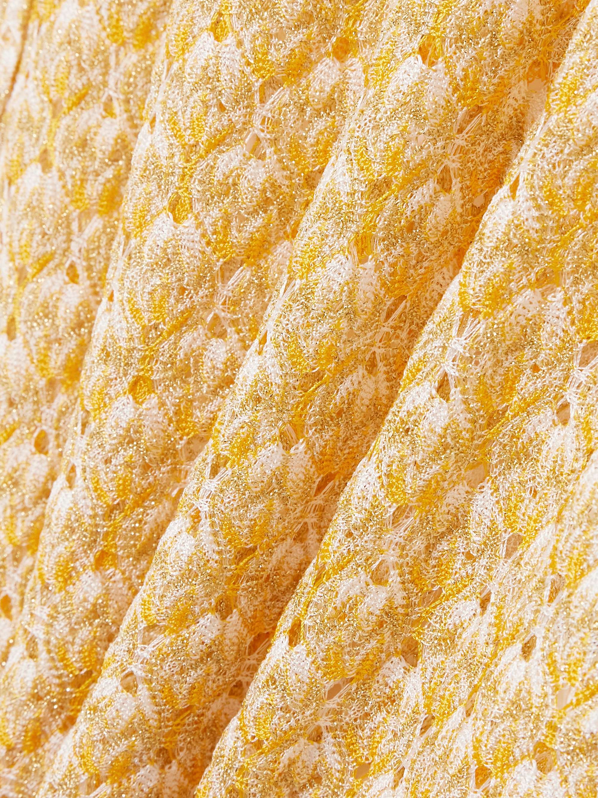 Scalloped metallic crochet-knit mini dress view