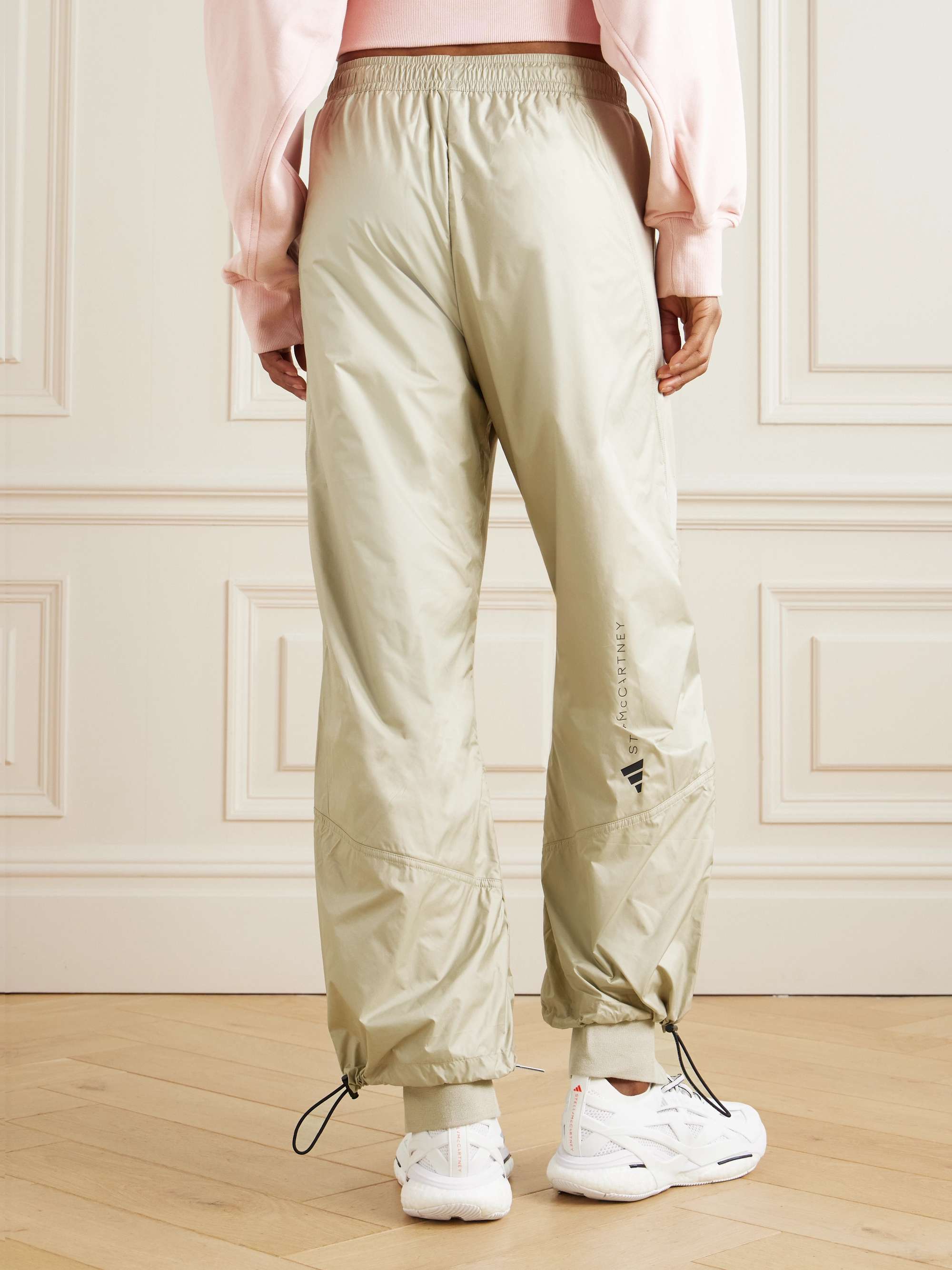 TrueCasuals shell-paneled organic cotton-blend fleece track pants view