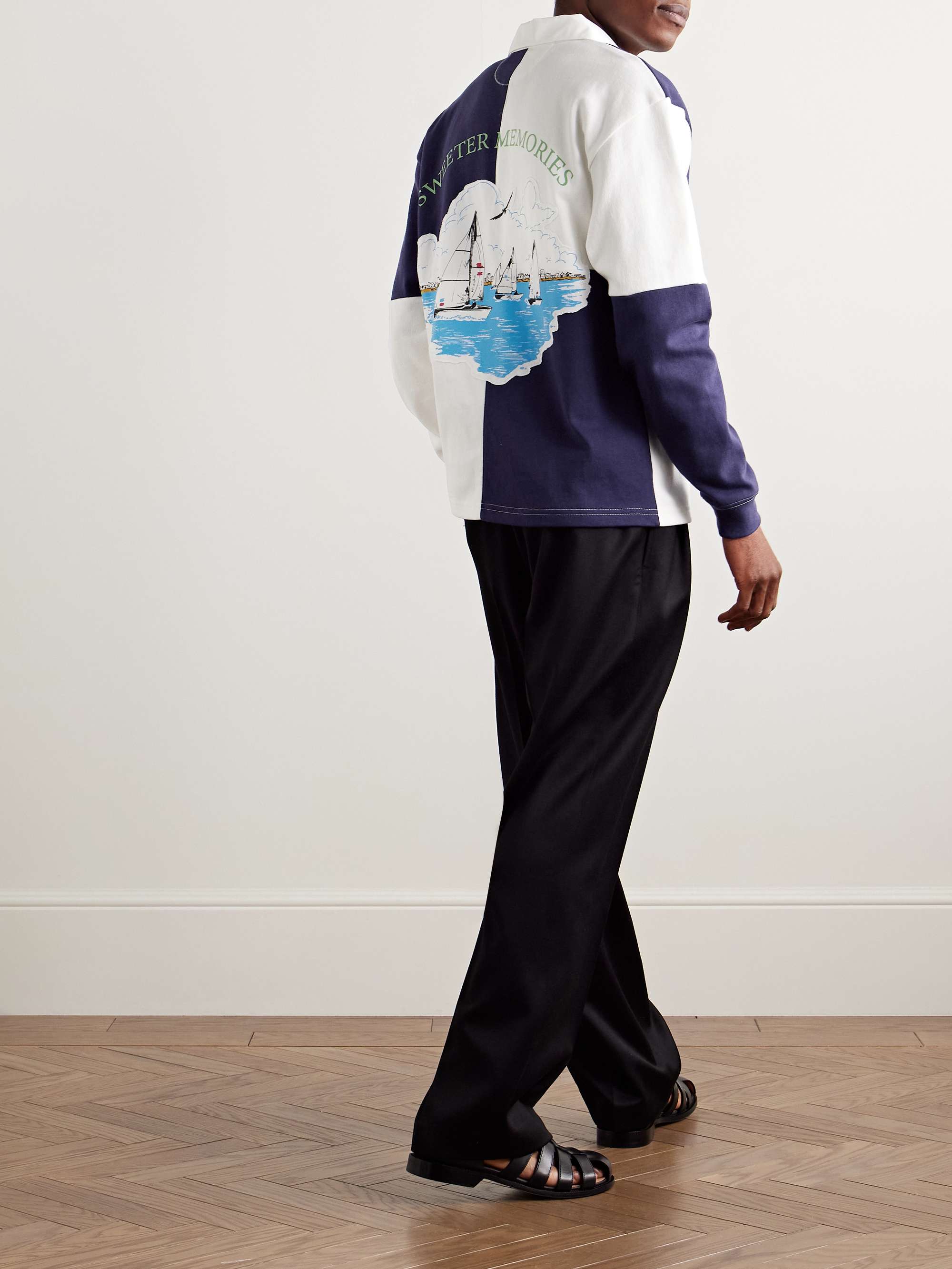 Grandfather Appliquéd Printed Cotton Polo Shirt view