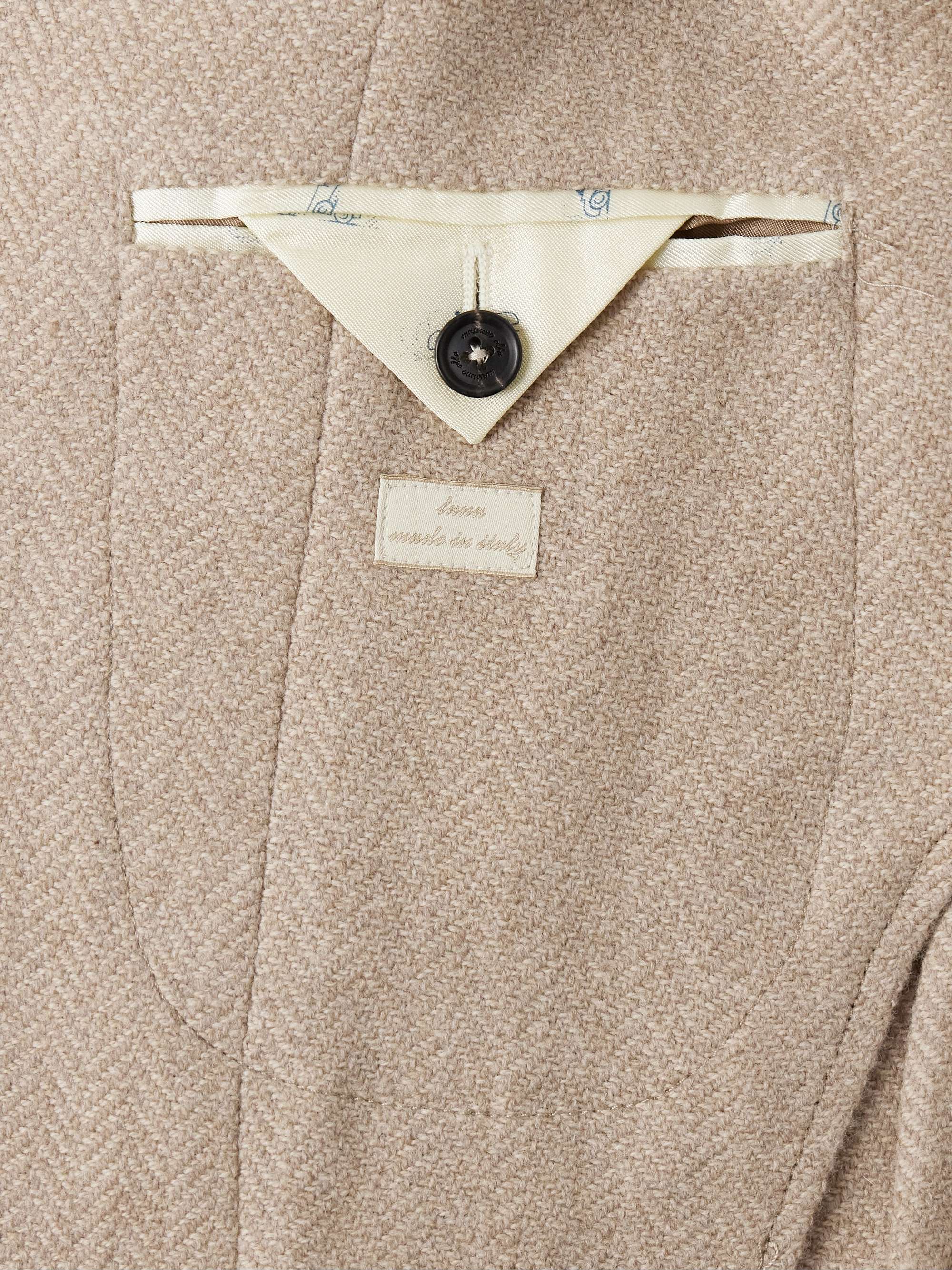 Gstaad Slim-Fit Nehru-Collar Herringbone Wool Jacket view