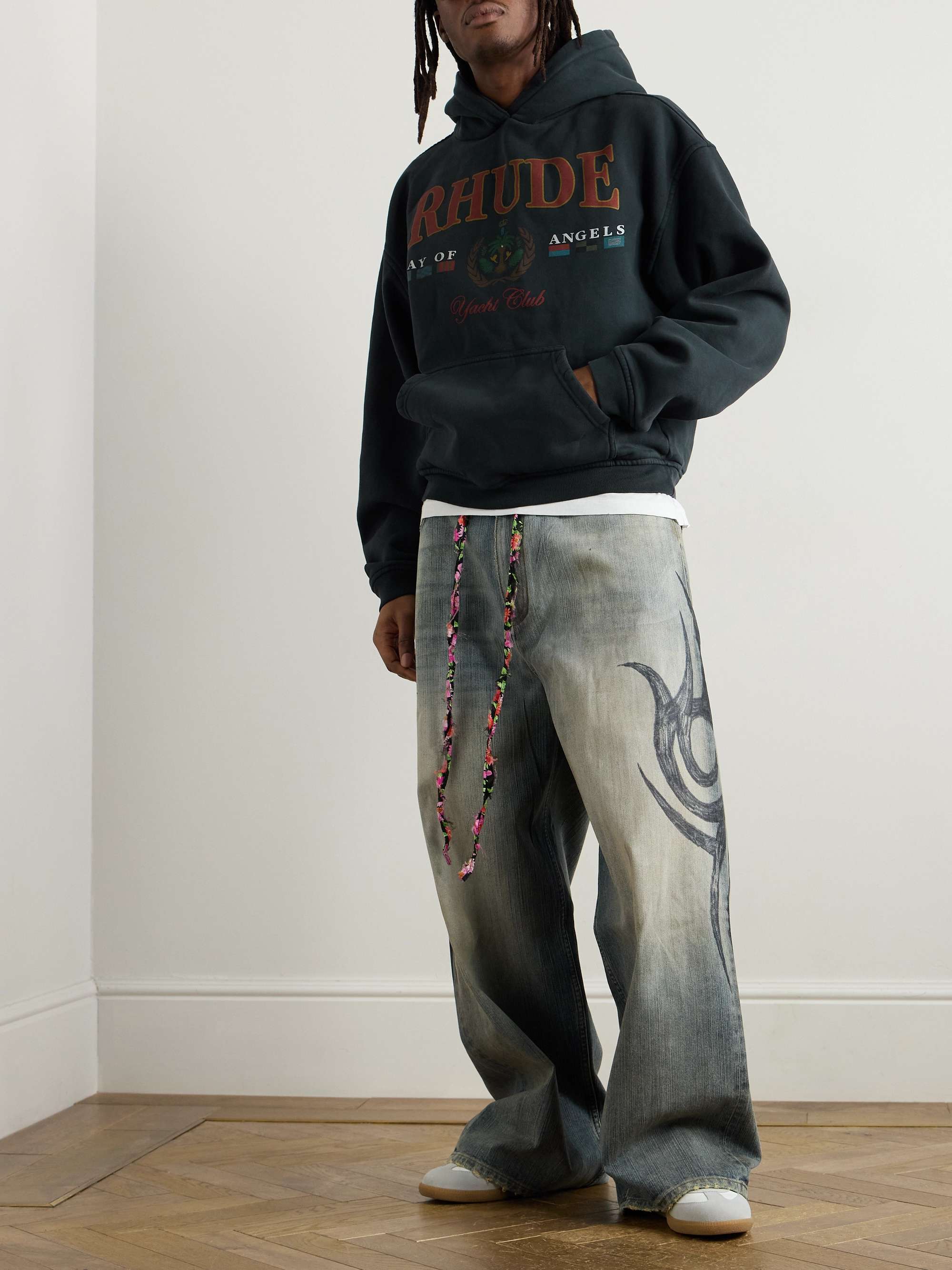 Bay of Angels Printed Cotton-Jersey Hoodie view