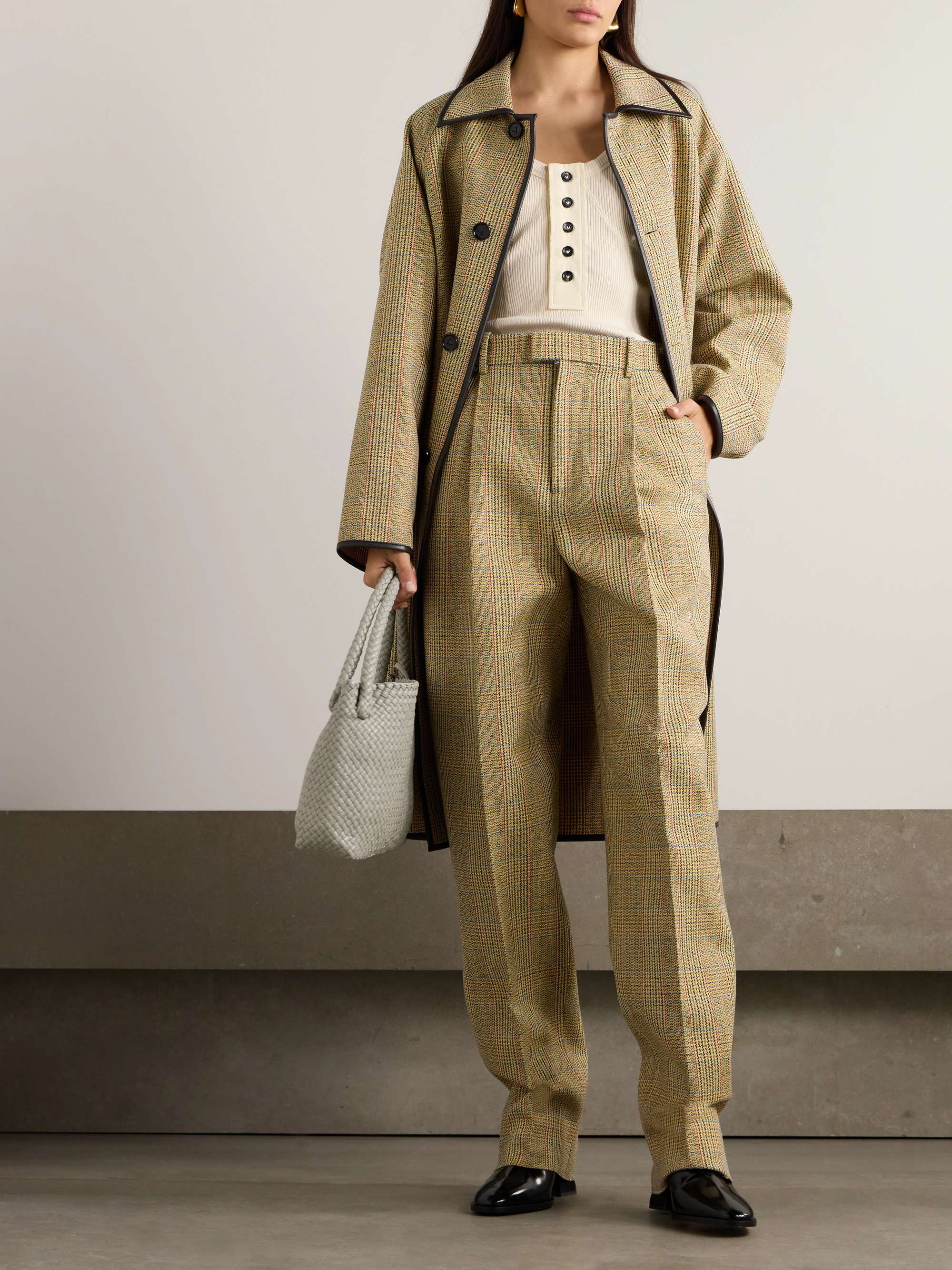 Prince of Wales checked tweed straight-leg pants view