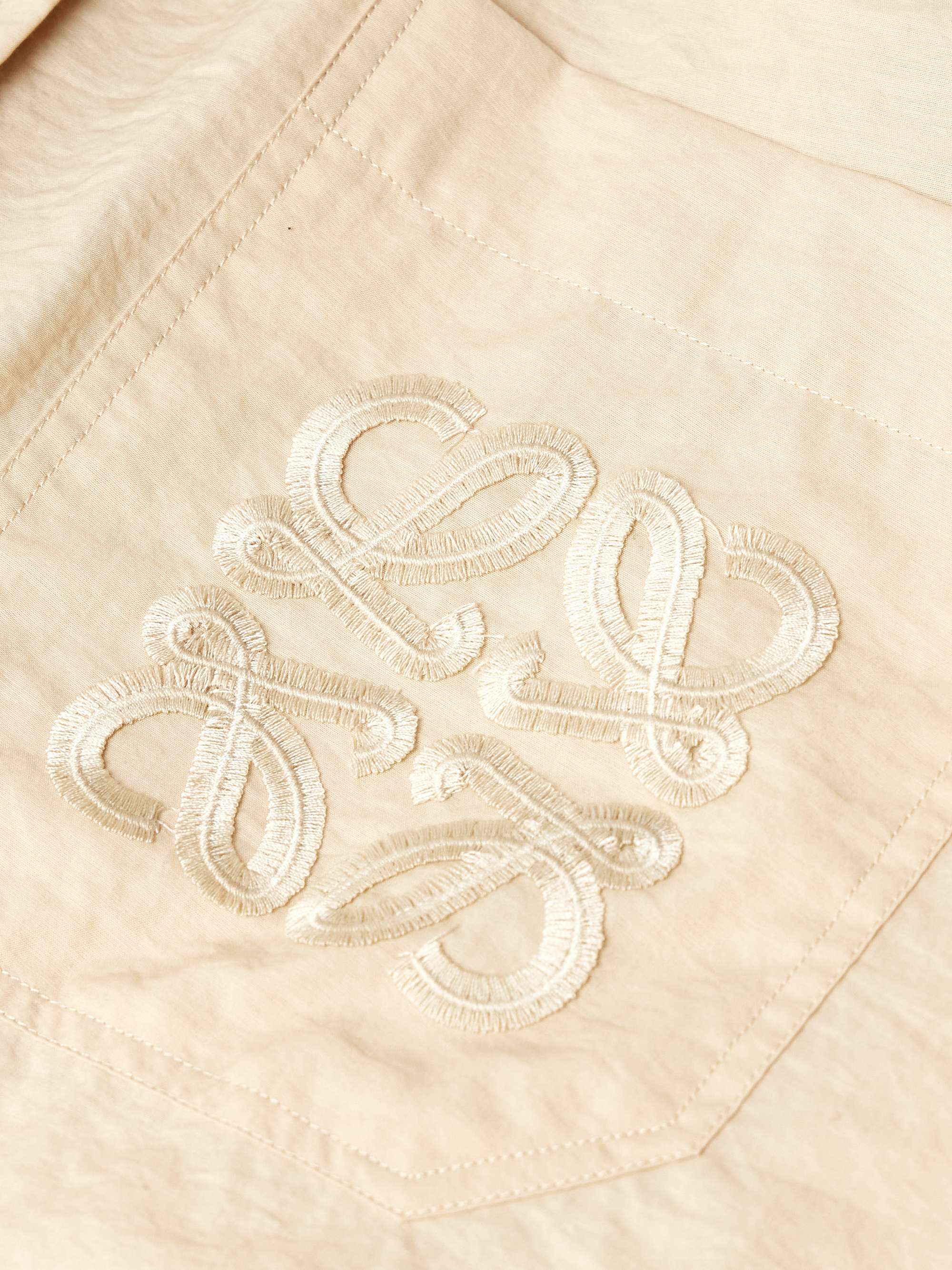 + Paula's Ibiza Logo-Embroidered Crinkled Cotton-Blend Shirt view