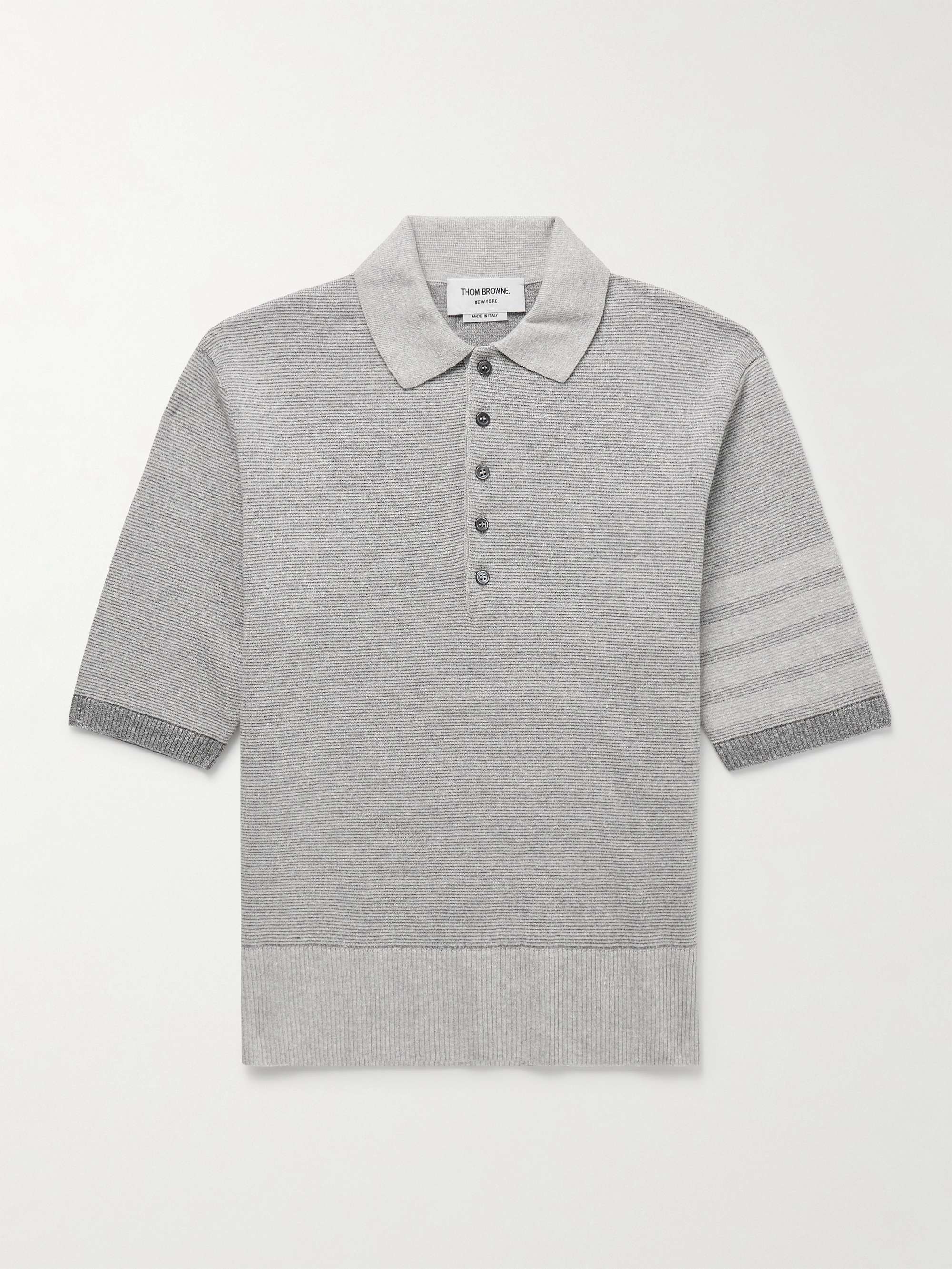 Striped Textured Linen and Cotton-Blend Polo Shirt hero visual