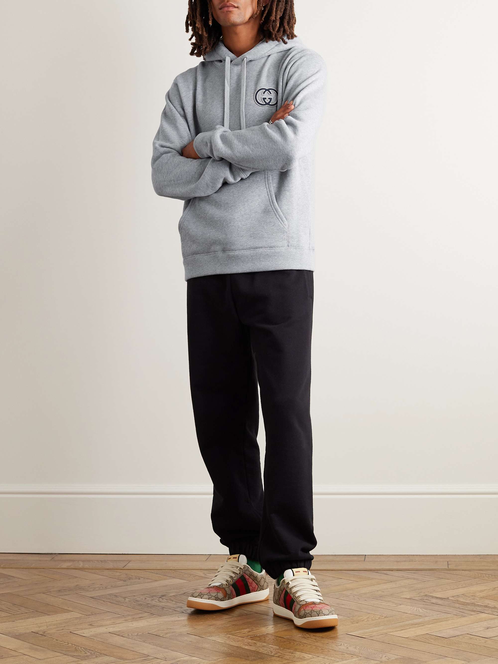 Logo-Appliquéd Stretch-Cotton Jersey Hoodie view