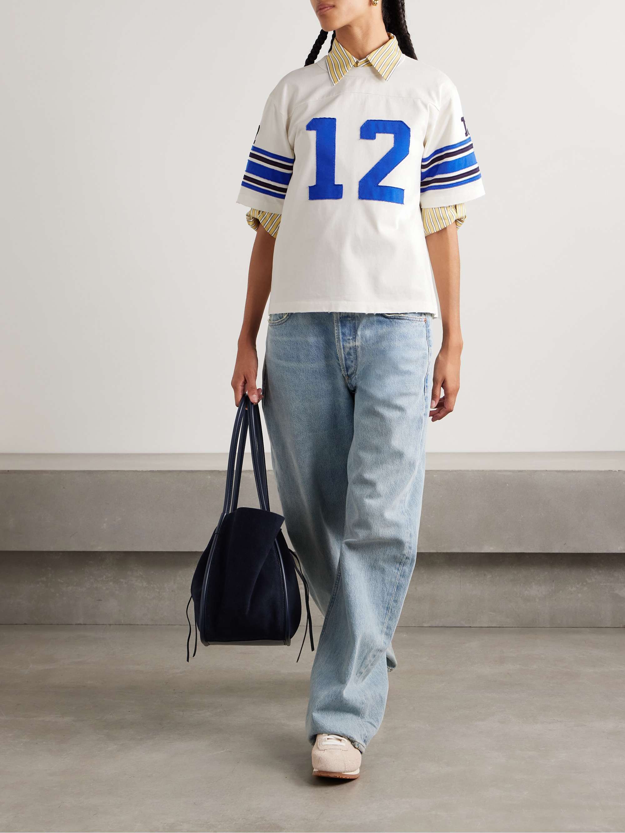 Finnley appliquéd distressed cotton-jersey T-shirt view