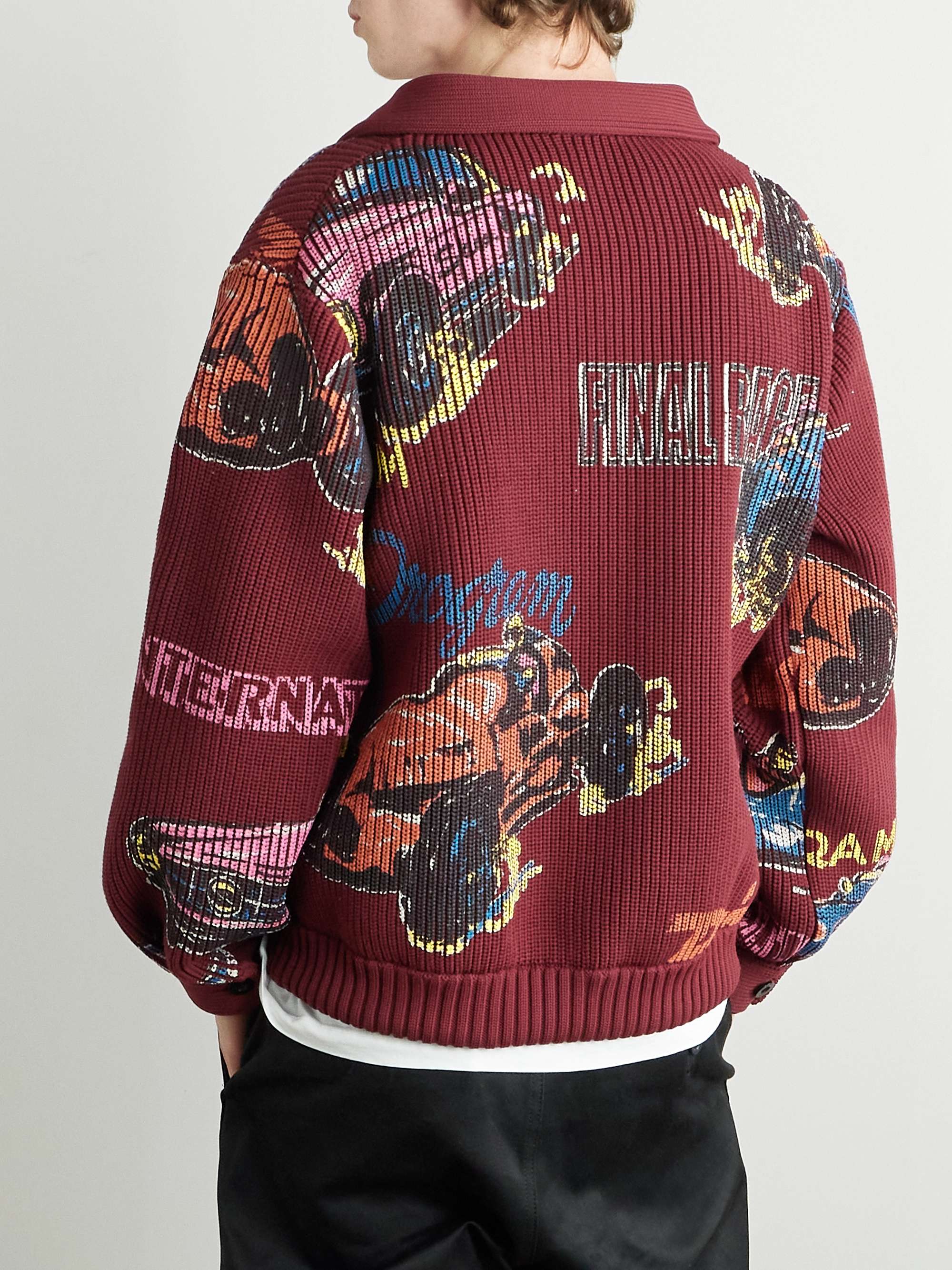 Printed Ribbed-Knit Cardigan view