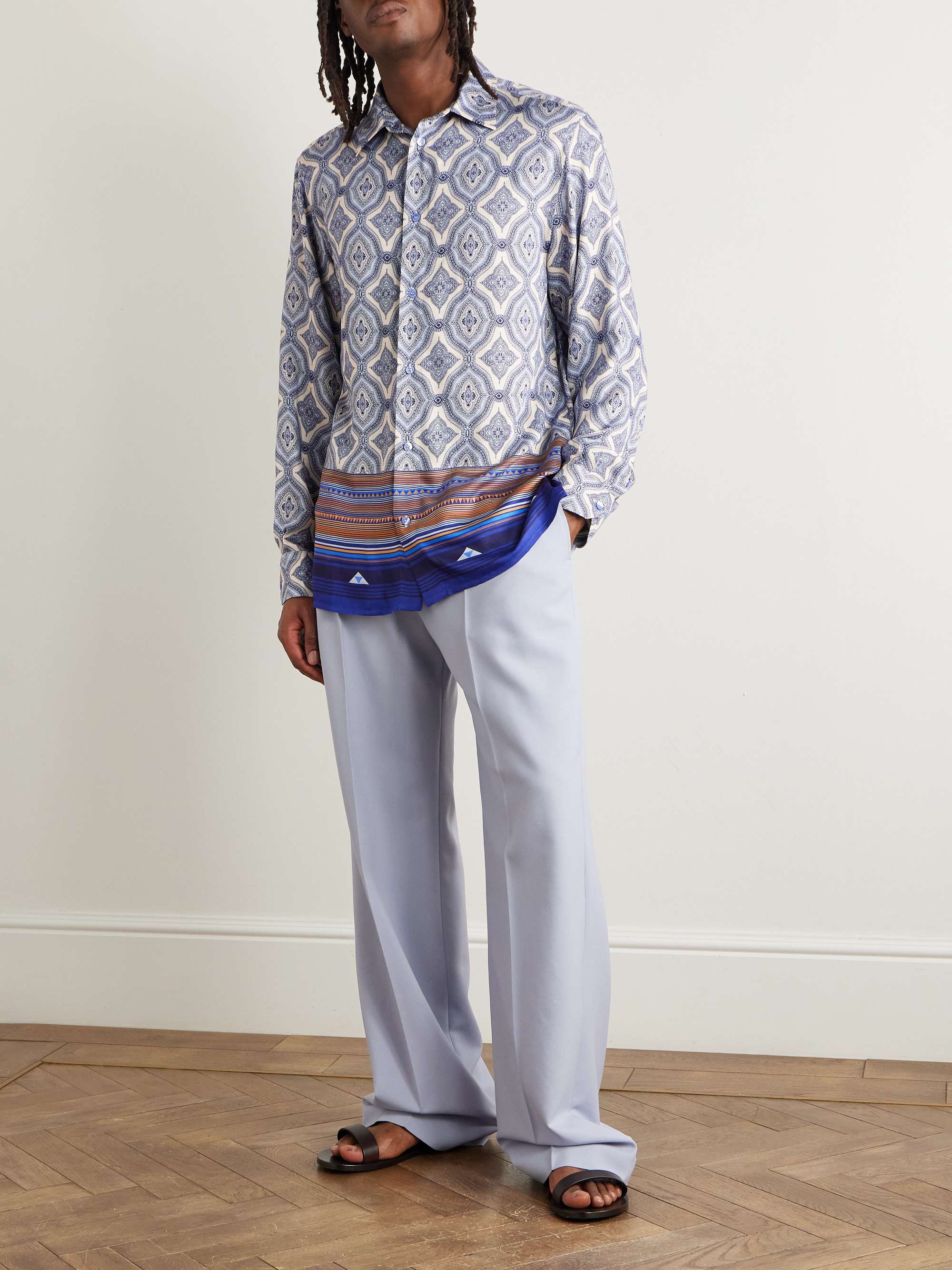 Paisley-Print Satin Shirt view