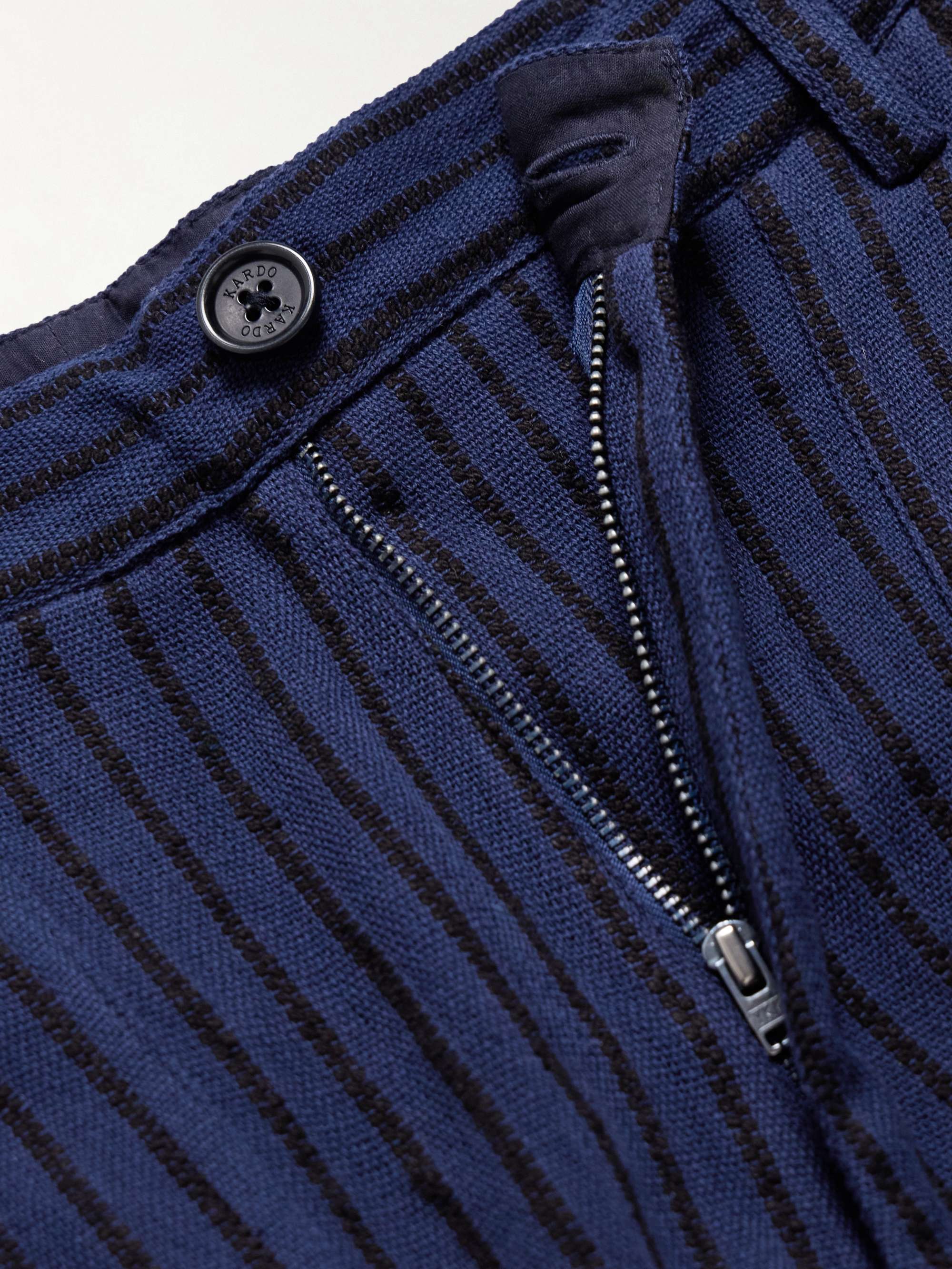 Yuki Wide-Leg Pleated Striped Cotton Suit Trousers view