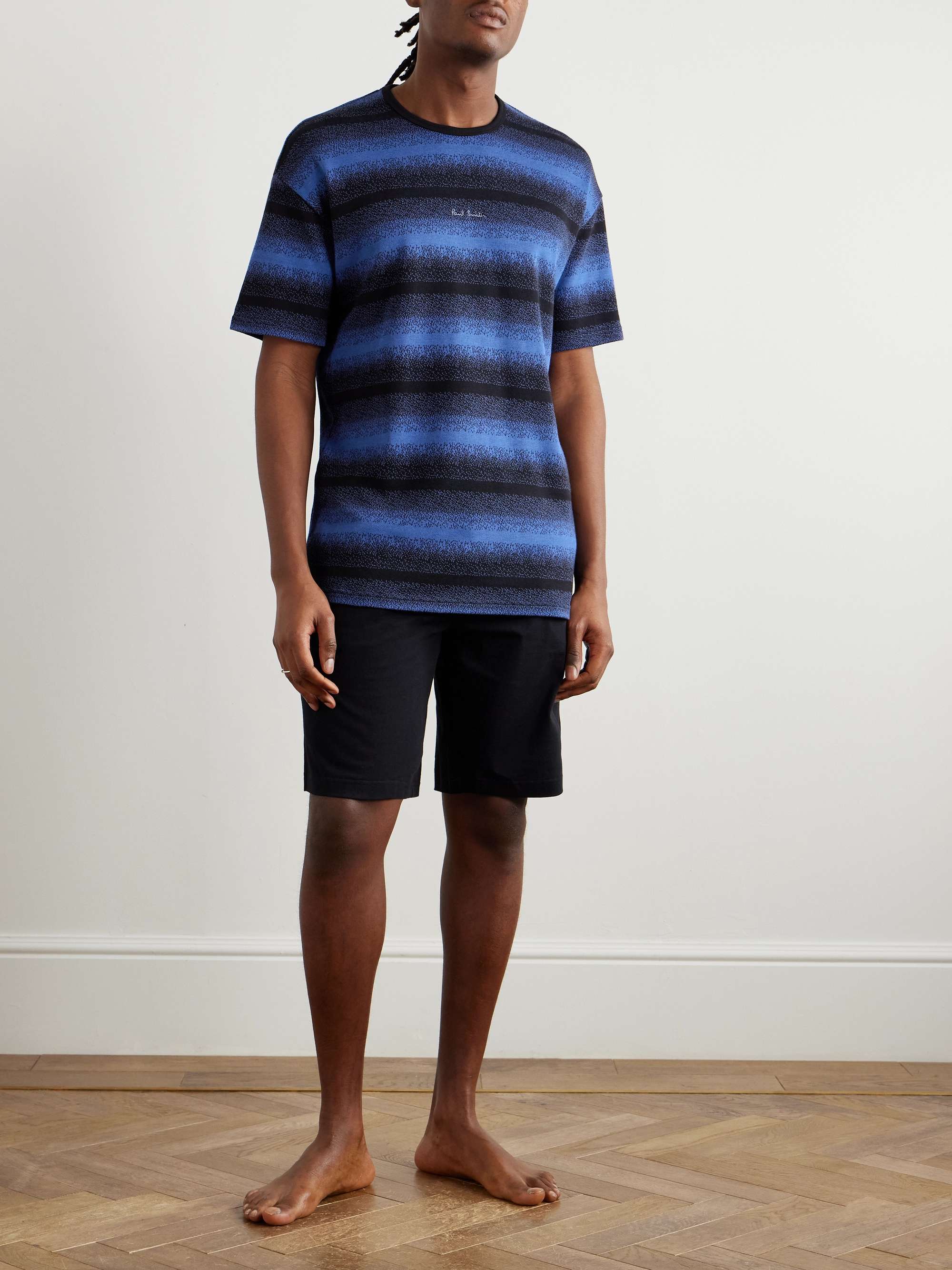 Logo-Embroidered Striped Cotton and Modal-Blend Piqué T-Shirt view