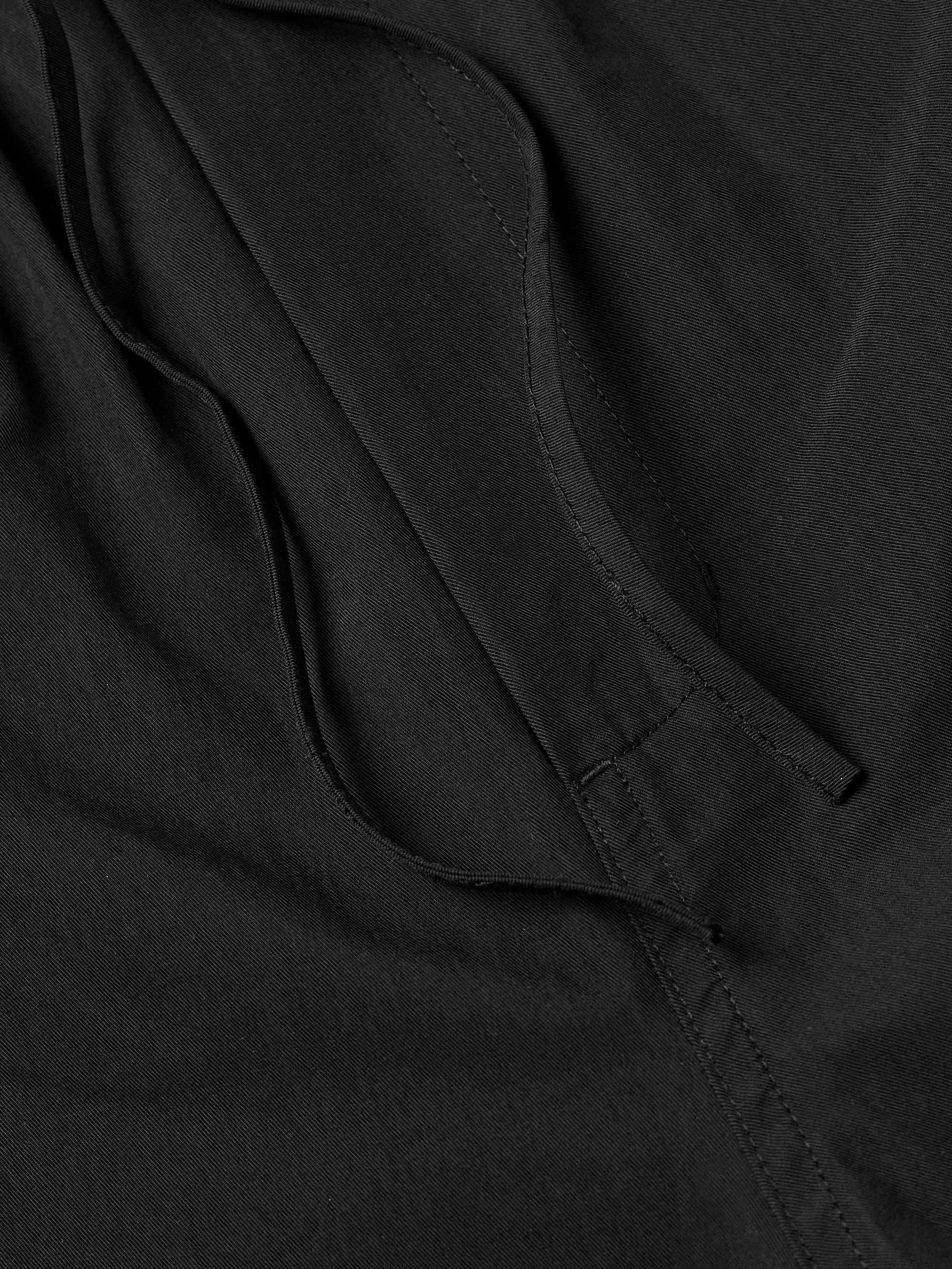 Wide-Leg Cotton-Blend Twill Drawstring Trousers view