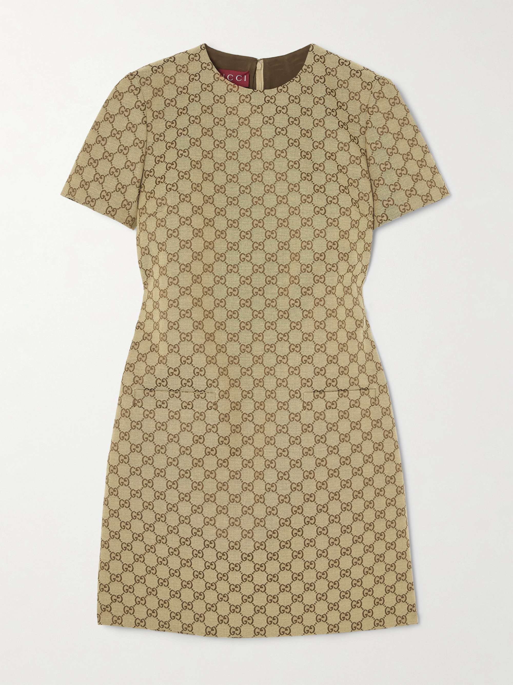 Belted leather-trimmed cotton-blend canvas mini dress hero visual