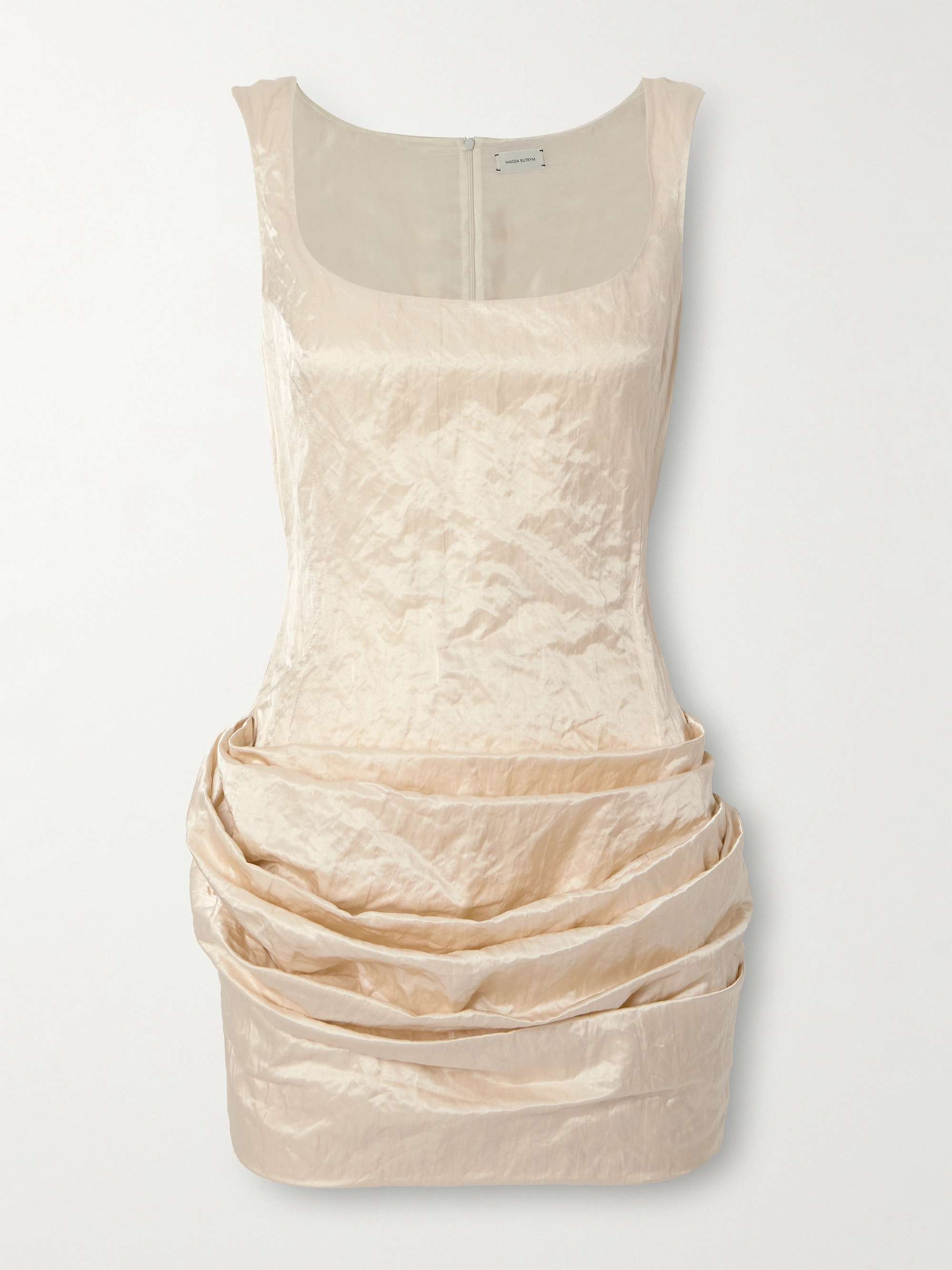 Ruched metallic crinkled cotton-blend mini dress hero visual