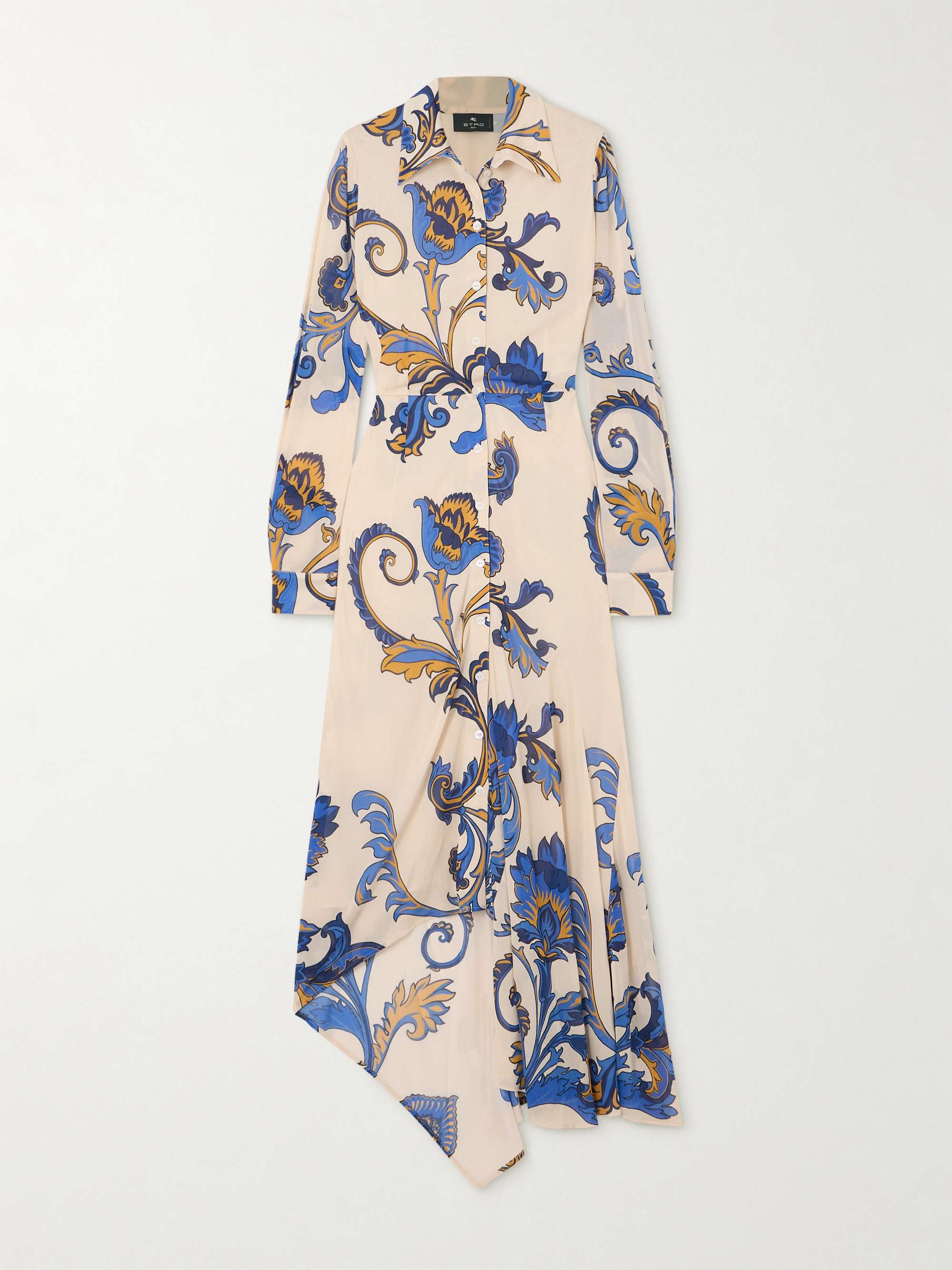 Floral-print chiffon midi shirt dress hero visual