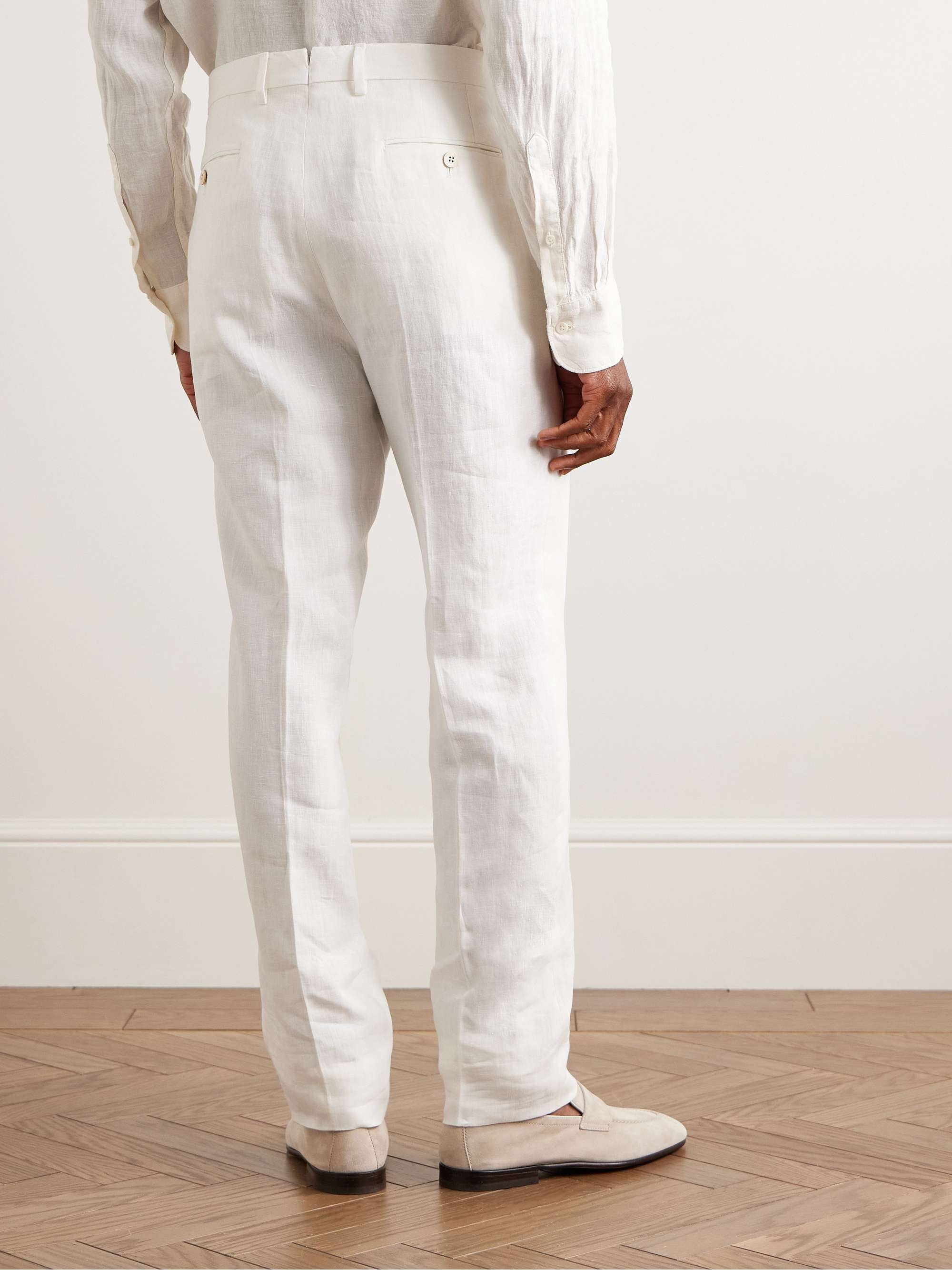 Straight-Leg Linen Suit Trousers view
