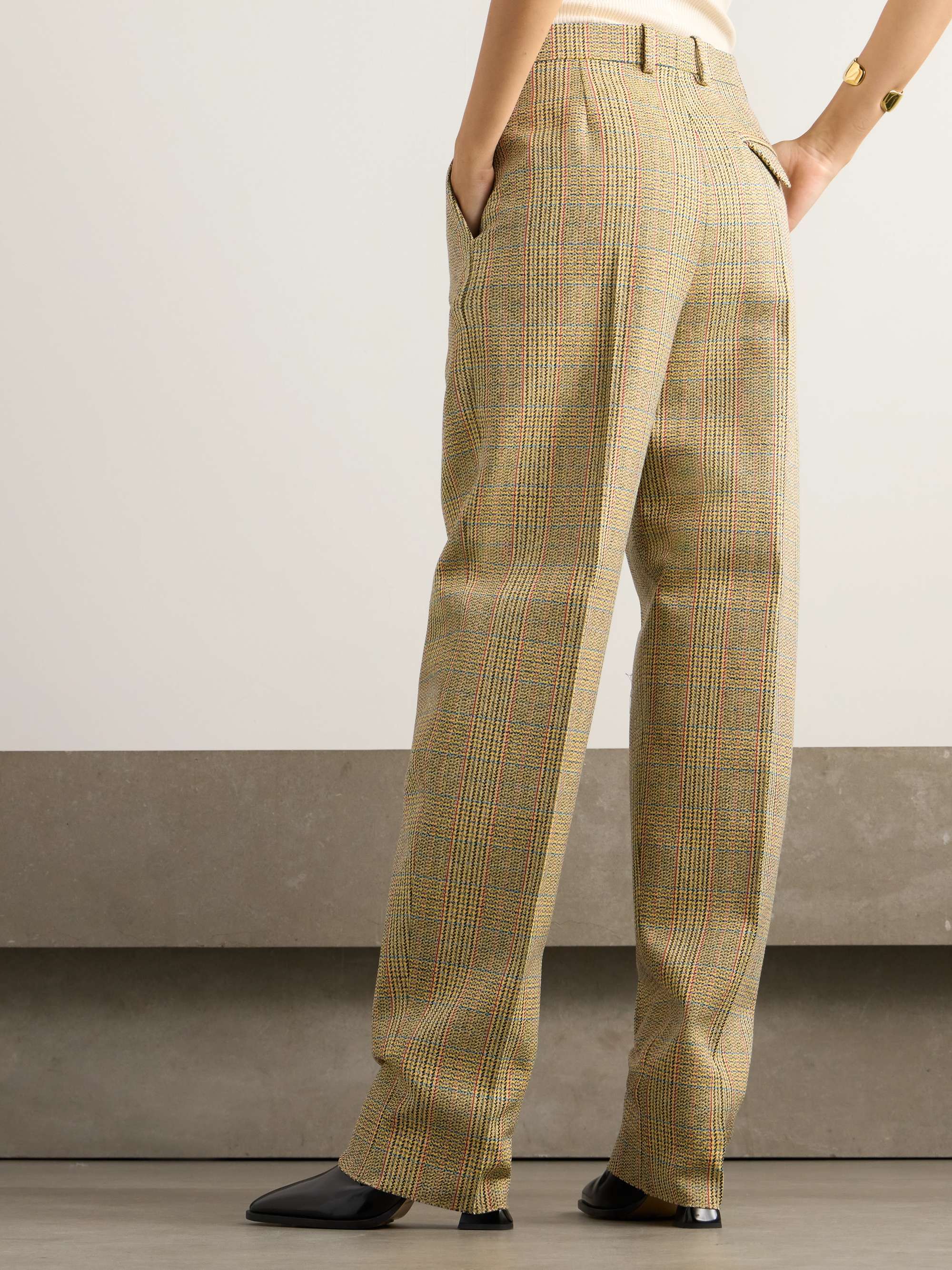Prince of Wales checked tweed straight-leg pants view