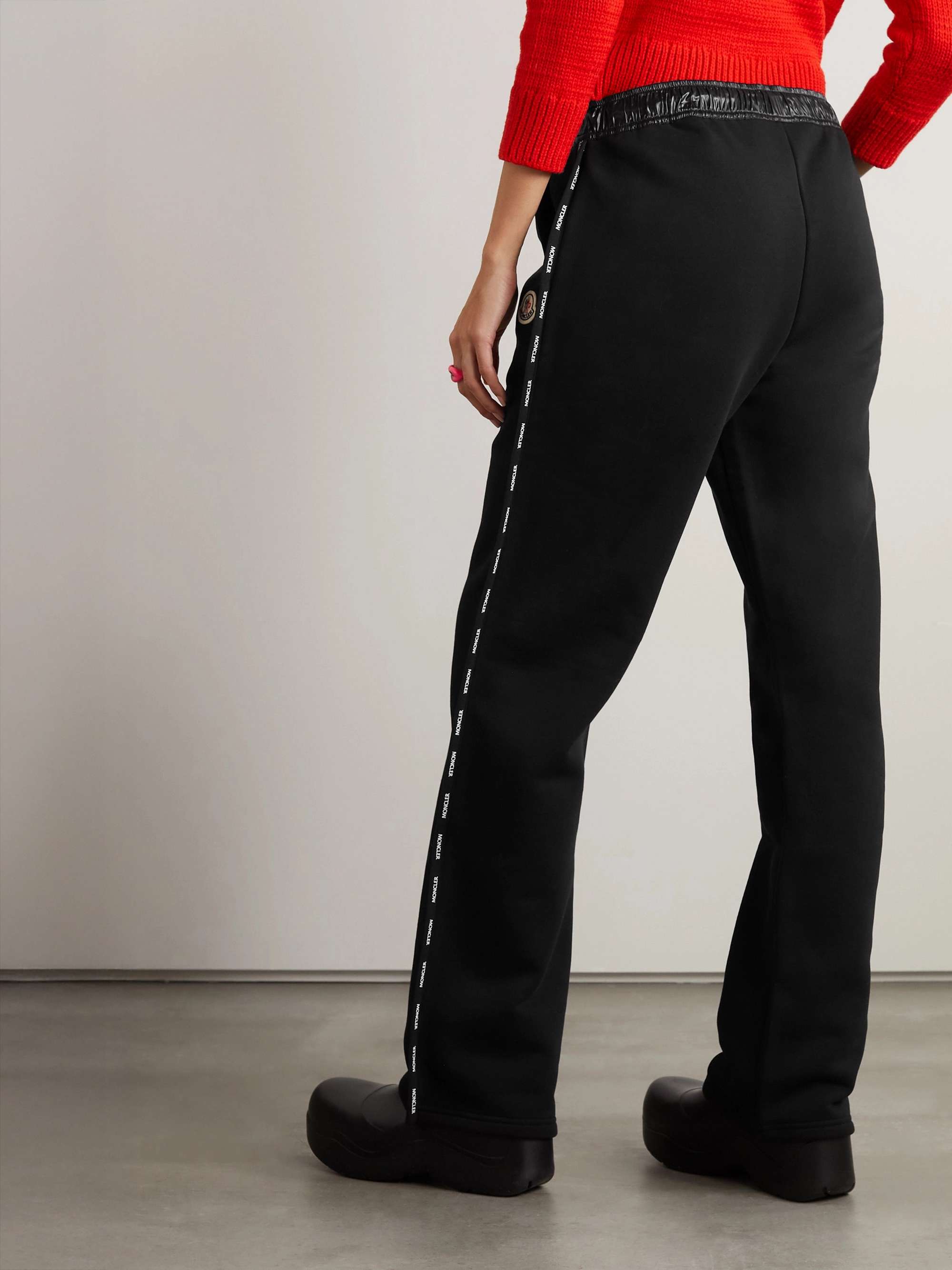 Appliquéd shell-trimmed cotton-jersey sweatpants view