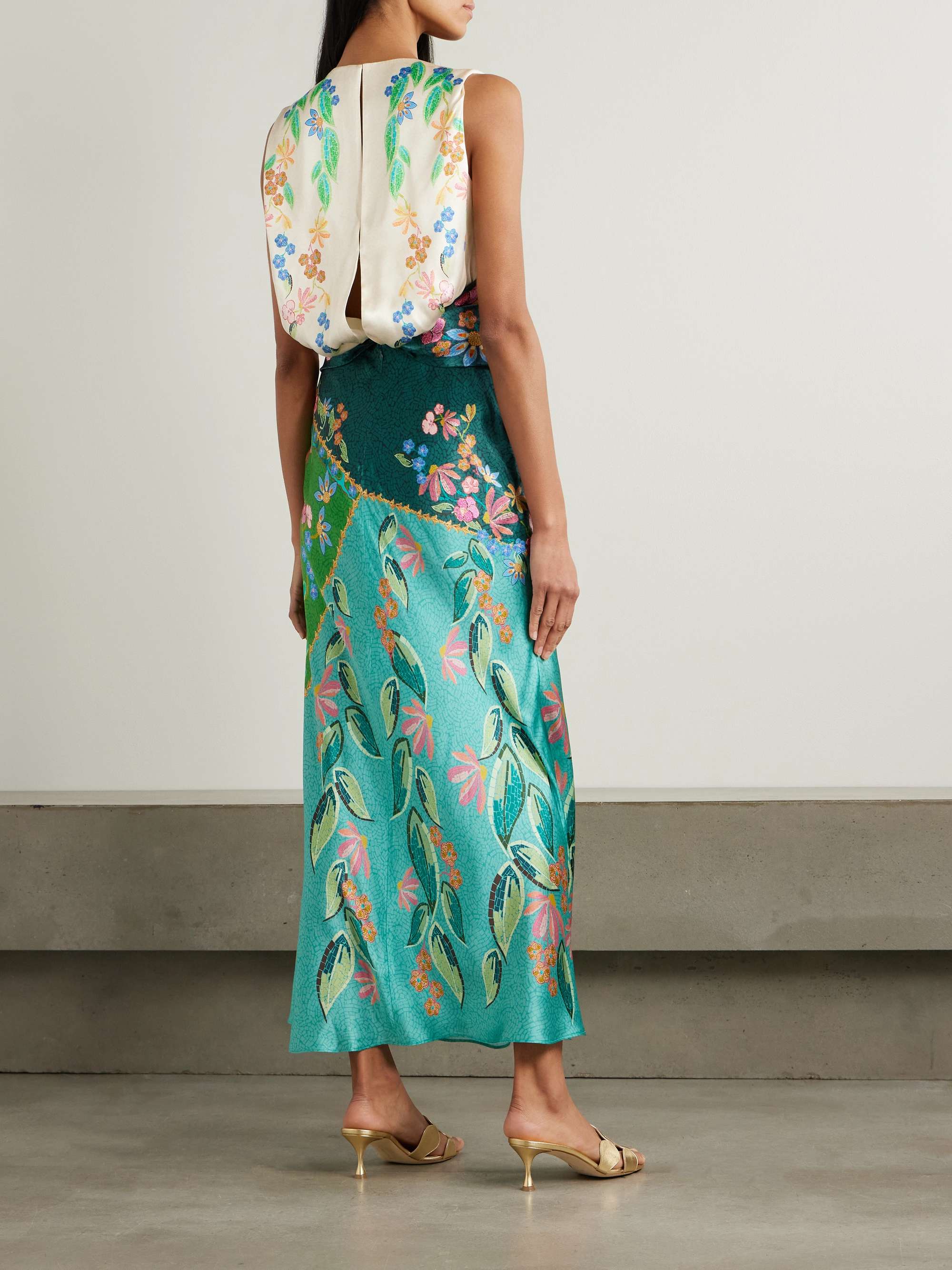 Gwen twisted draped floral-print silk maxi dress view