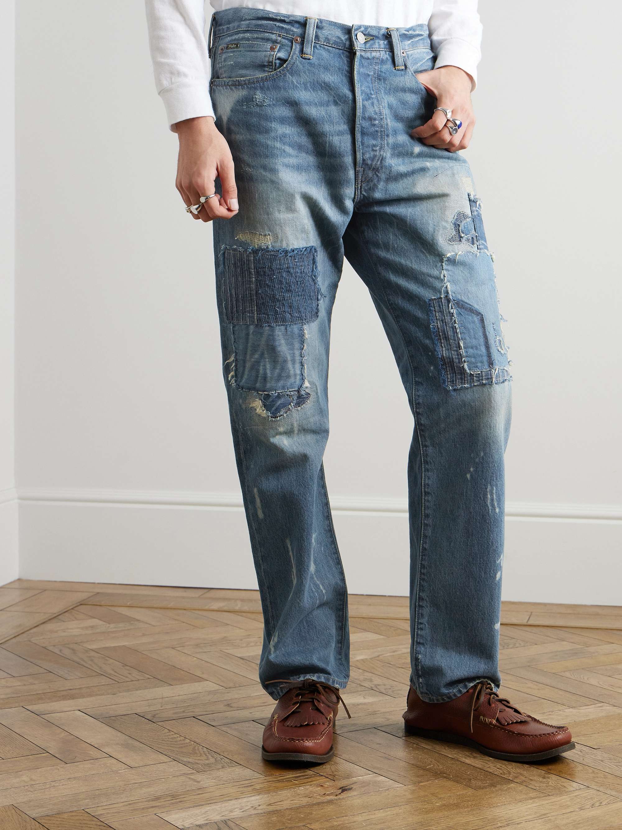 Polo Country Straight-Leg Distressed Patchwork Jeans view