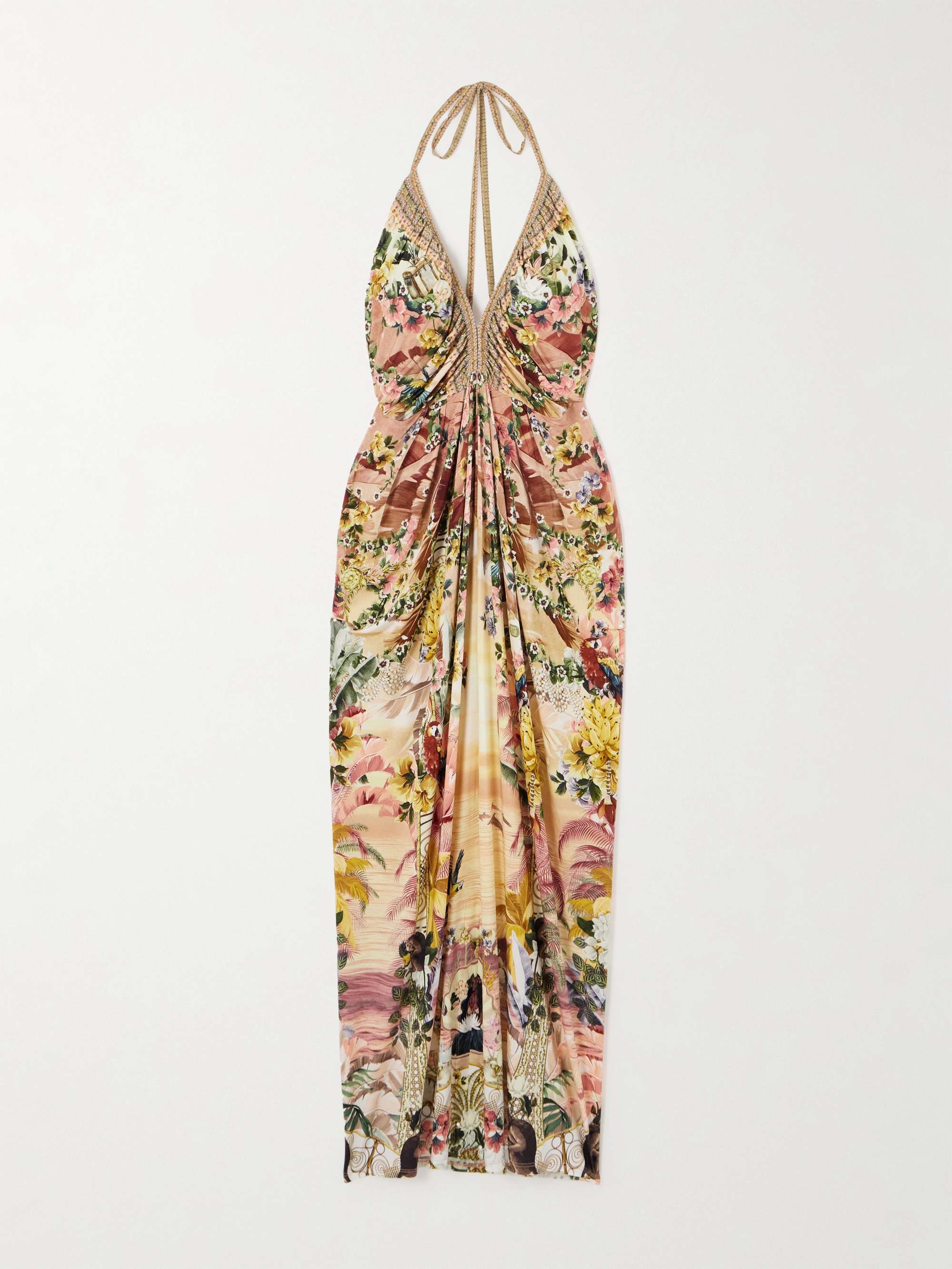+ The White Lotus crystal-embellished printed silk-jersey maxi dress hero visual