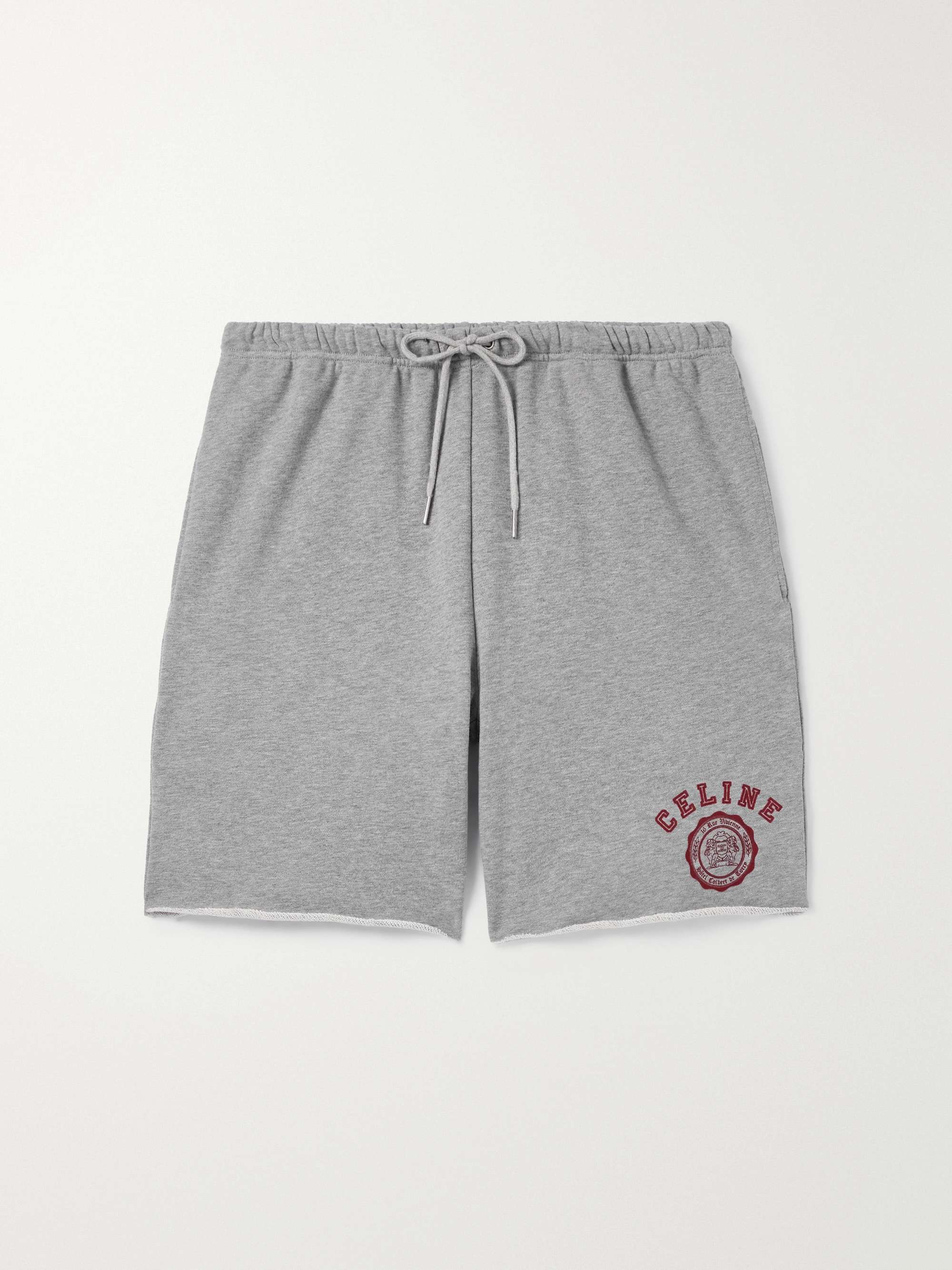 Straight-Leg Logo-Flocked Cotton-Jersey Drawstring Shorts hero visual