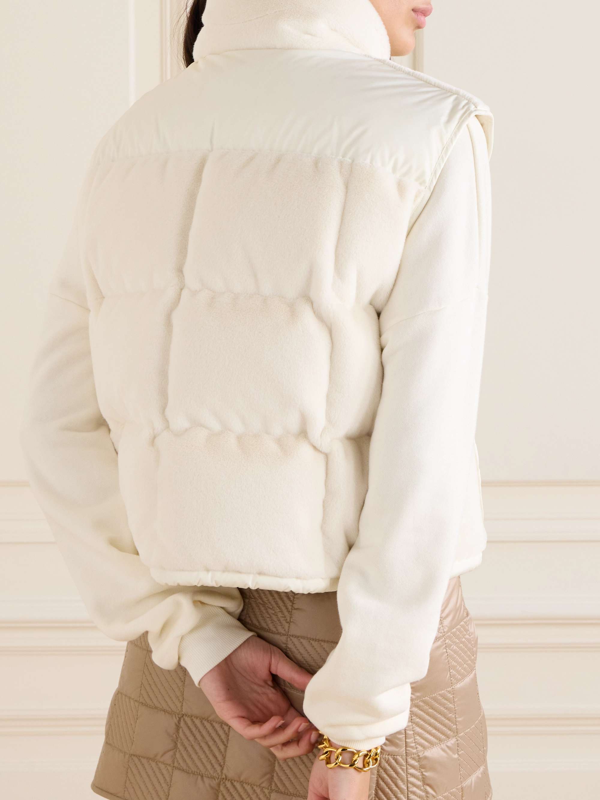 Arquest padded quilted faux fur and shell down gilet view