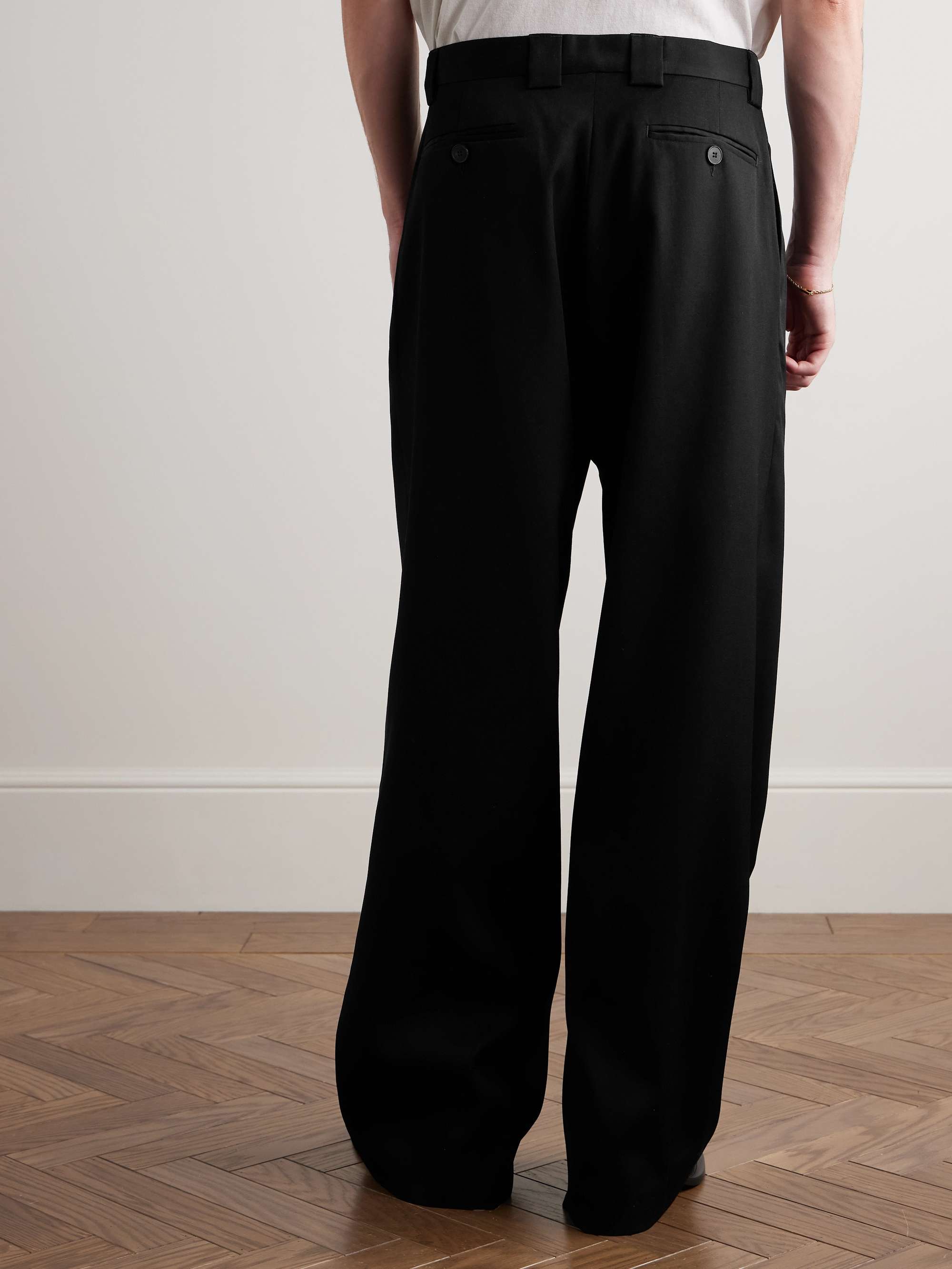 Boiler Room Wide-Leg Pleated Virgin Wool-Gabardine Trousers view