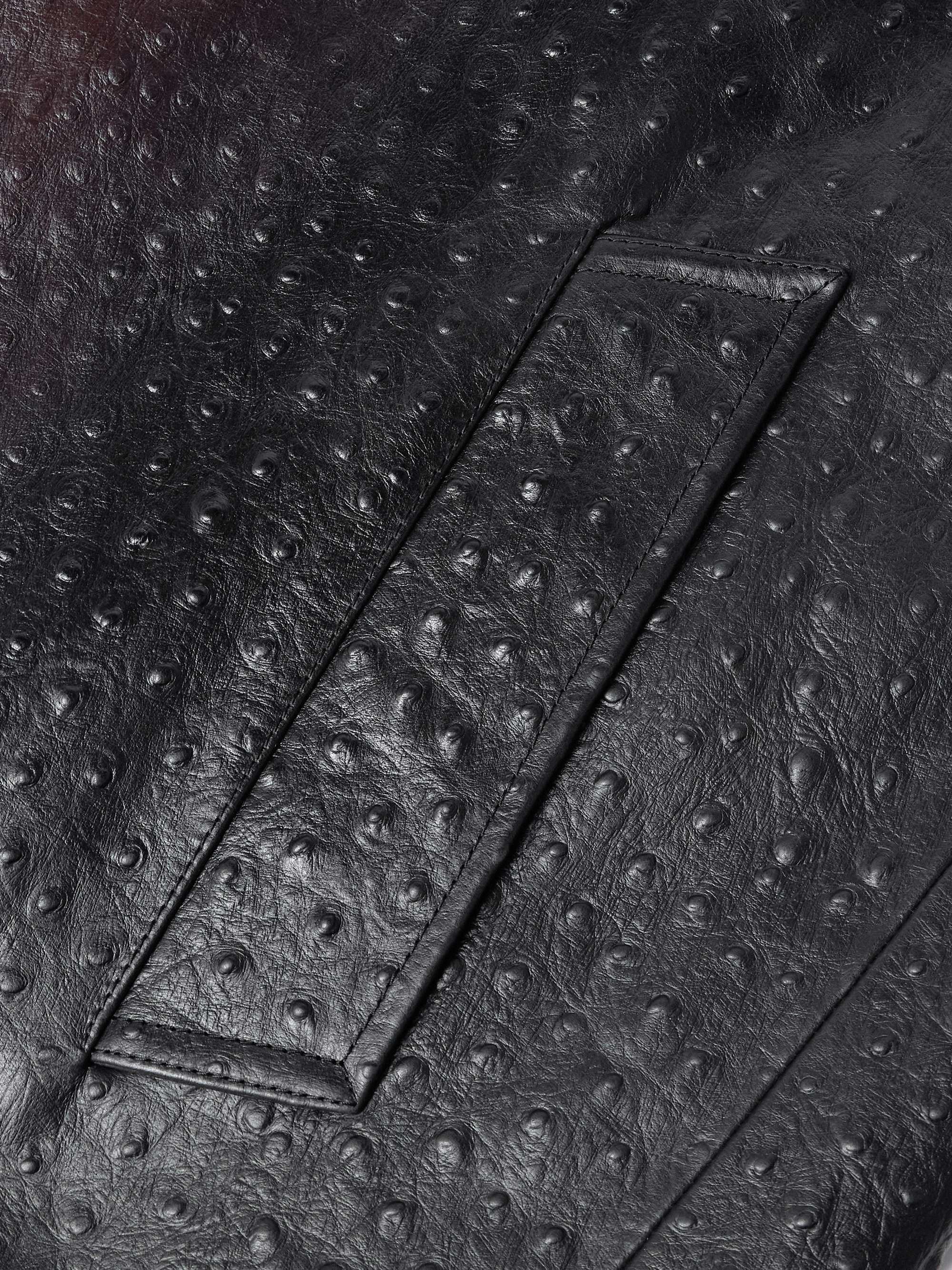 Oversized Dégradé Ostrich-Effect Leather Coat view