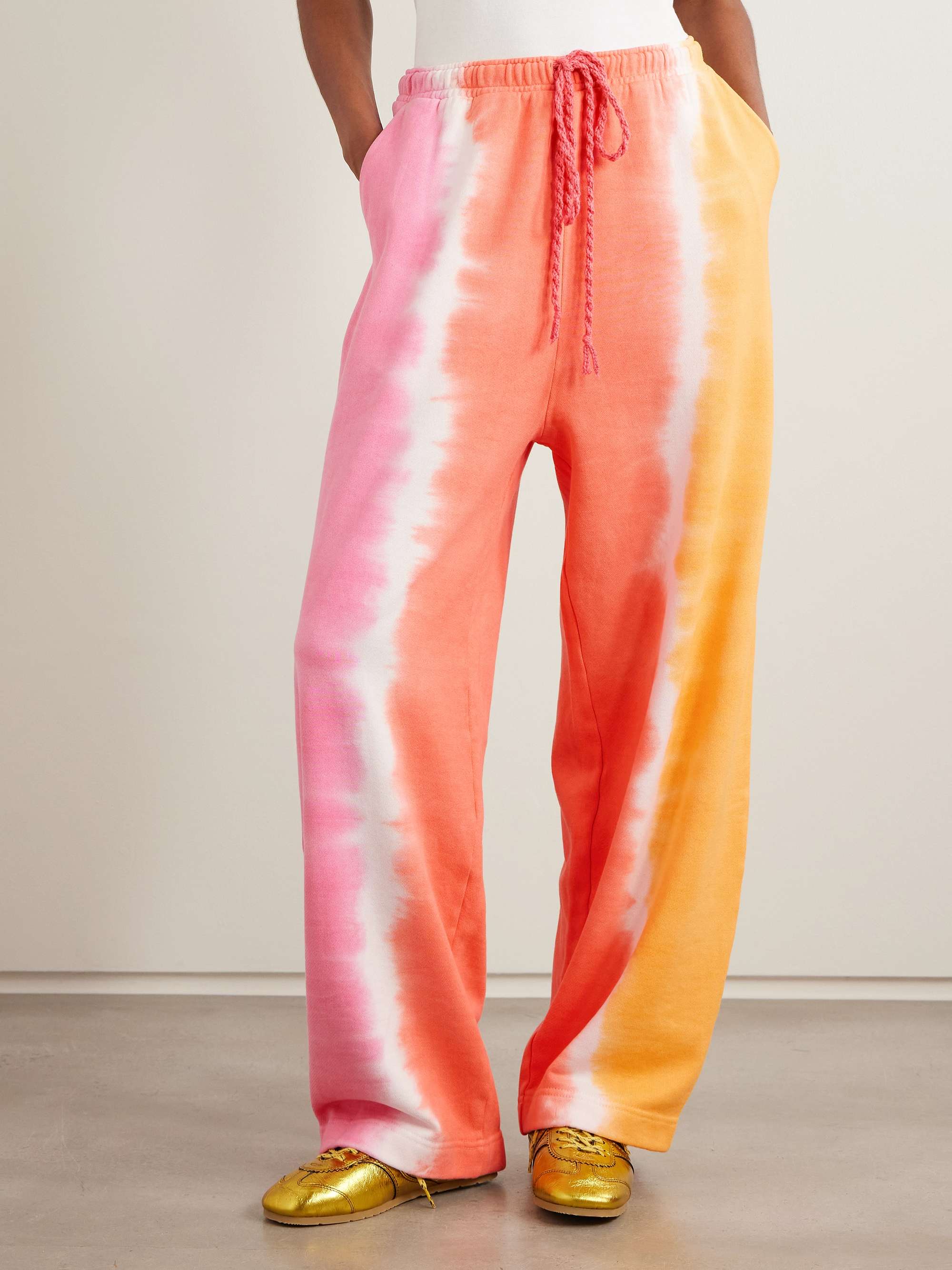 Tie-dyed cotton and cashmere-blend jersey track pants view