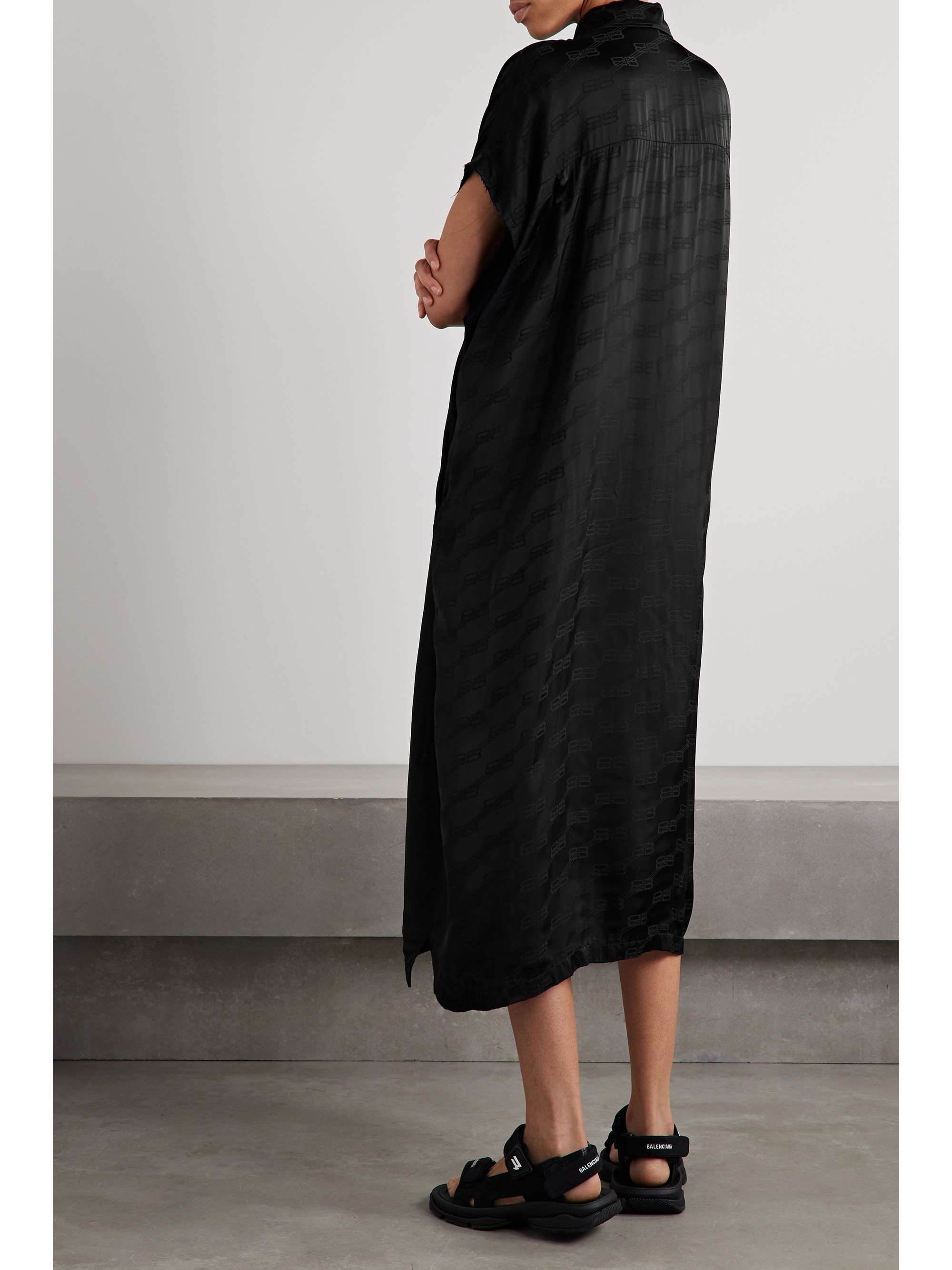Oversized frayed twill-jacquard midi shirt dress view