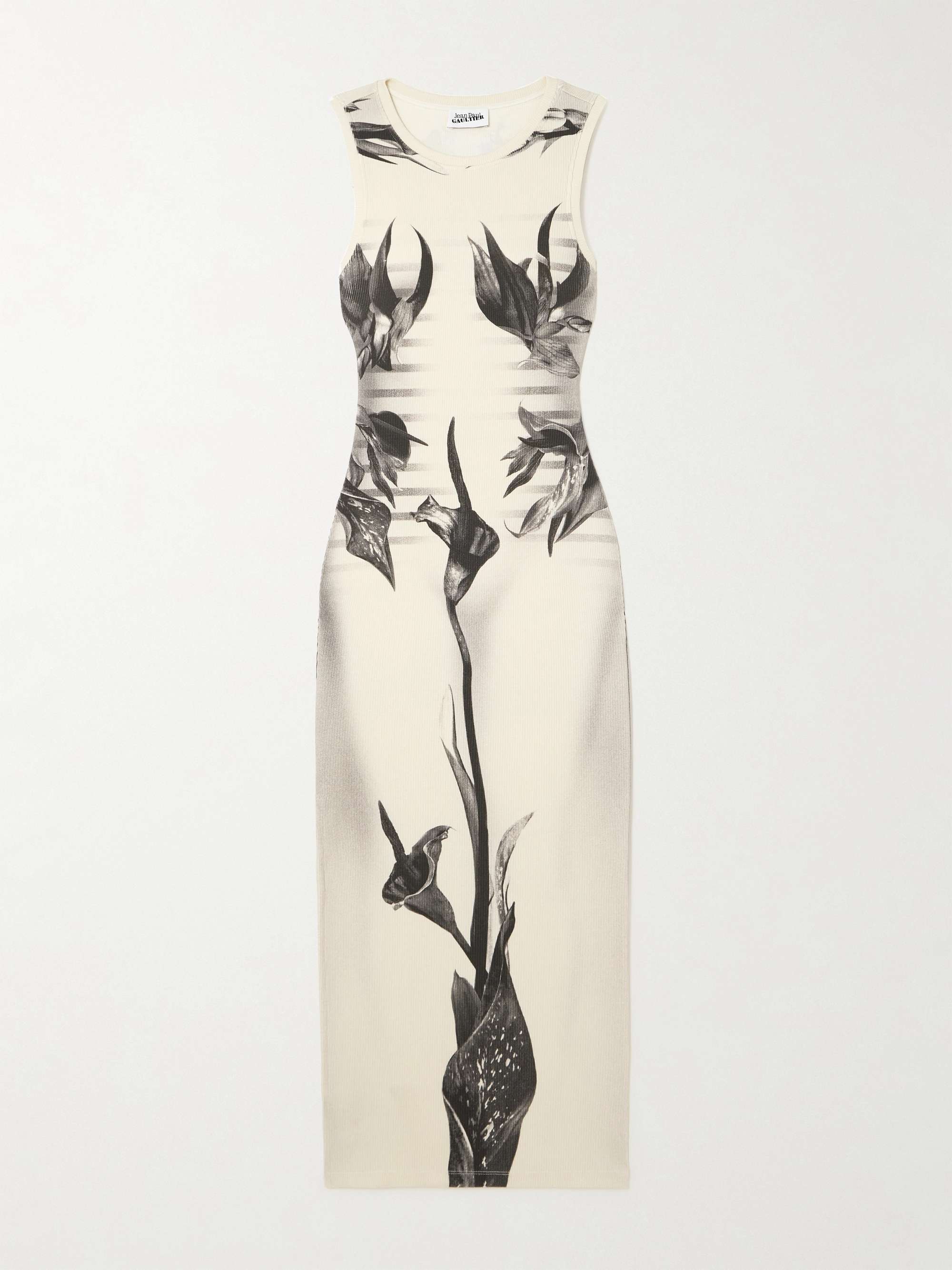 Printed ribbed stretch cotton-jersey midi dress hero visual