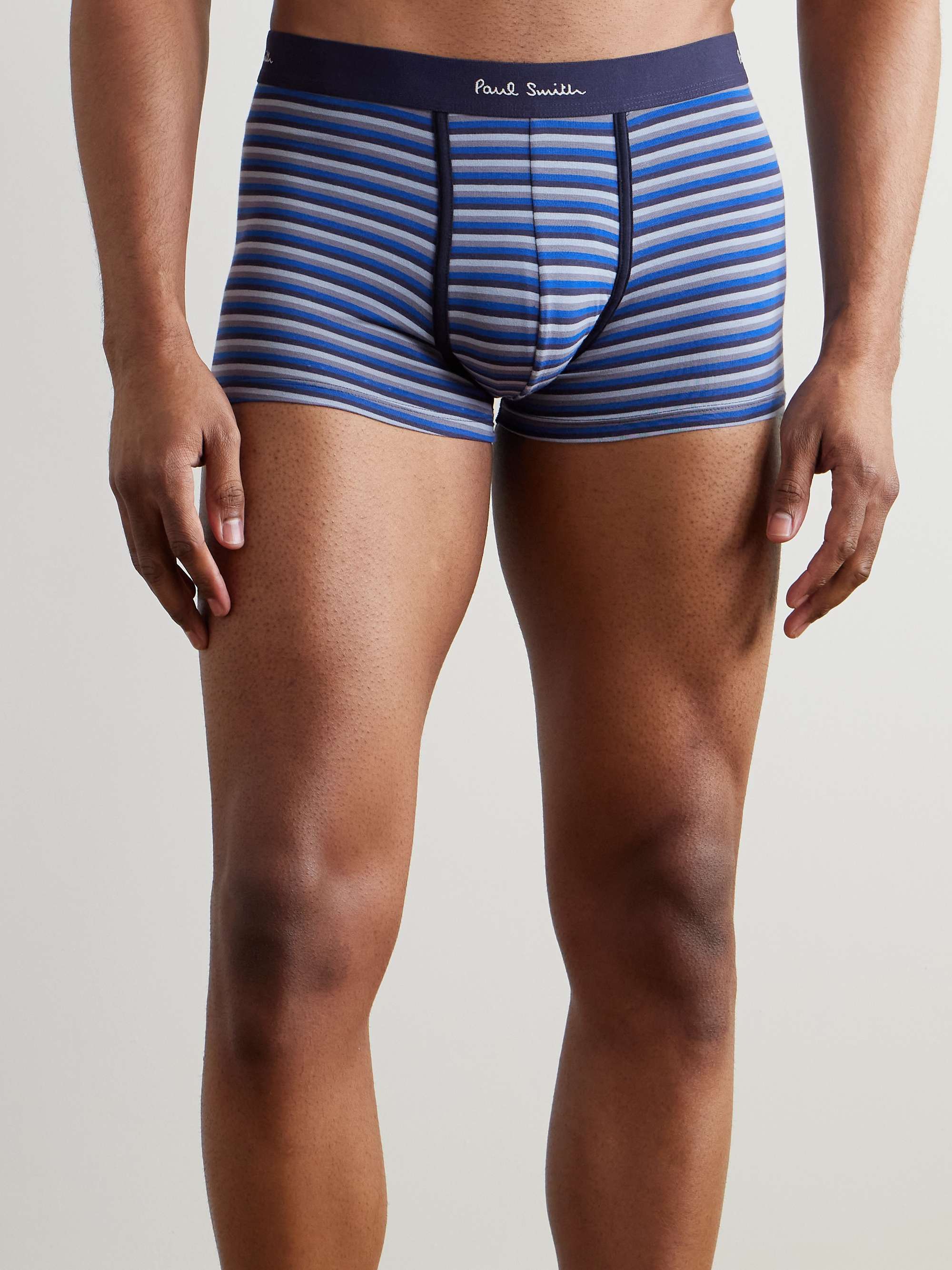 Three-Pack Striped Stretch Organic Cotton-Jersey Boxer Briefs view