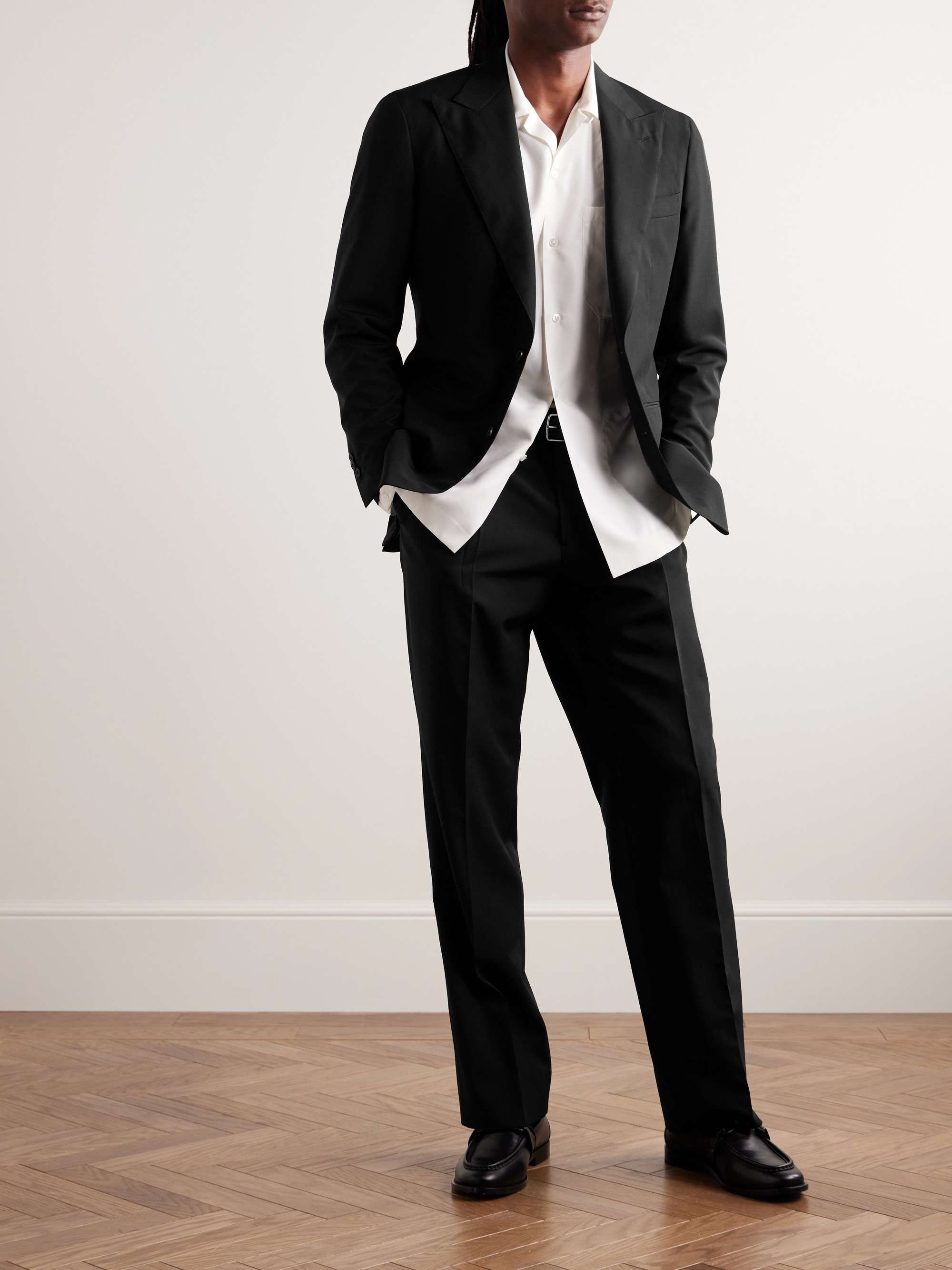 Amo Wide-Leg Pleated Wool, Mohair and Linen-Blend Suit Trousers view