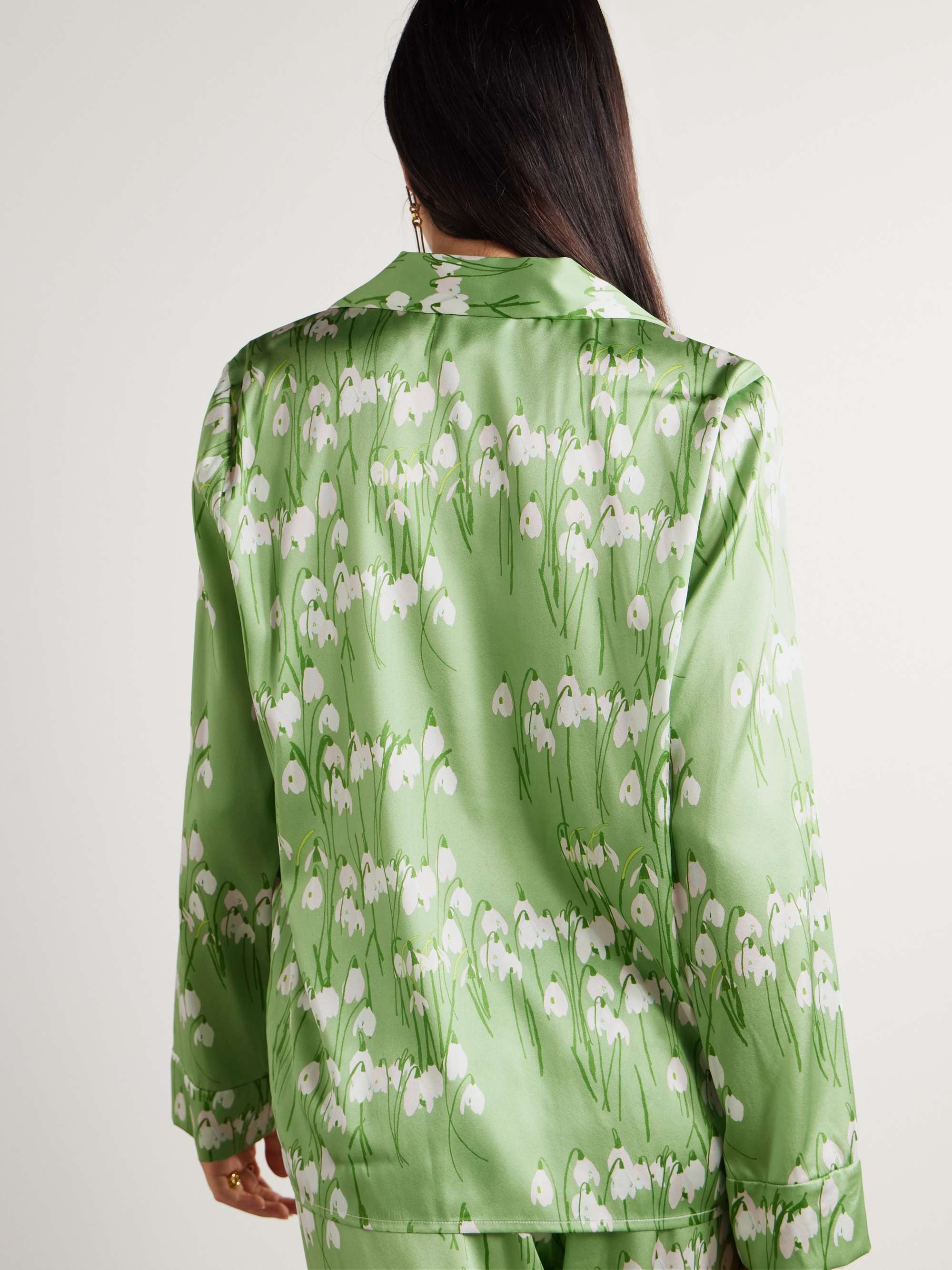Louis floral-print stretch-silk pajama shirt view