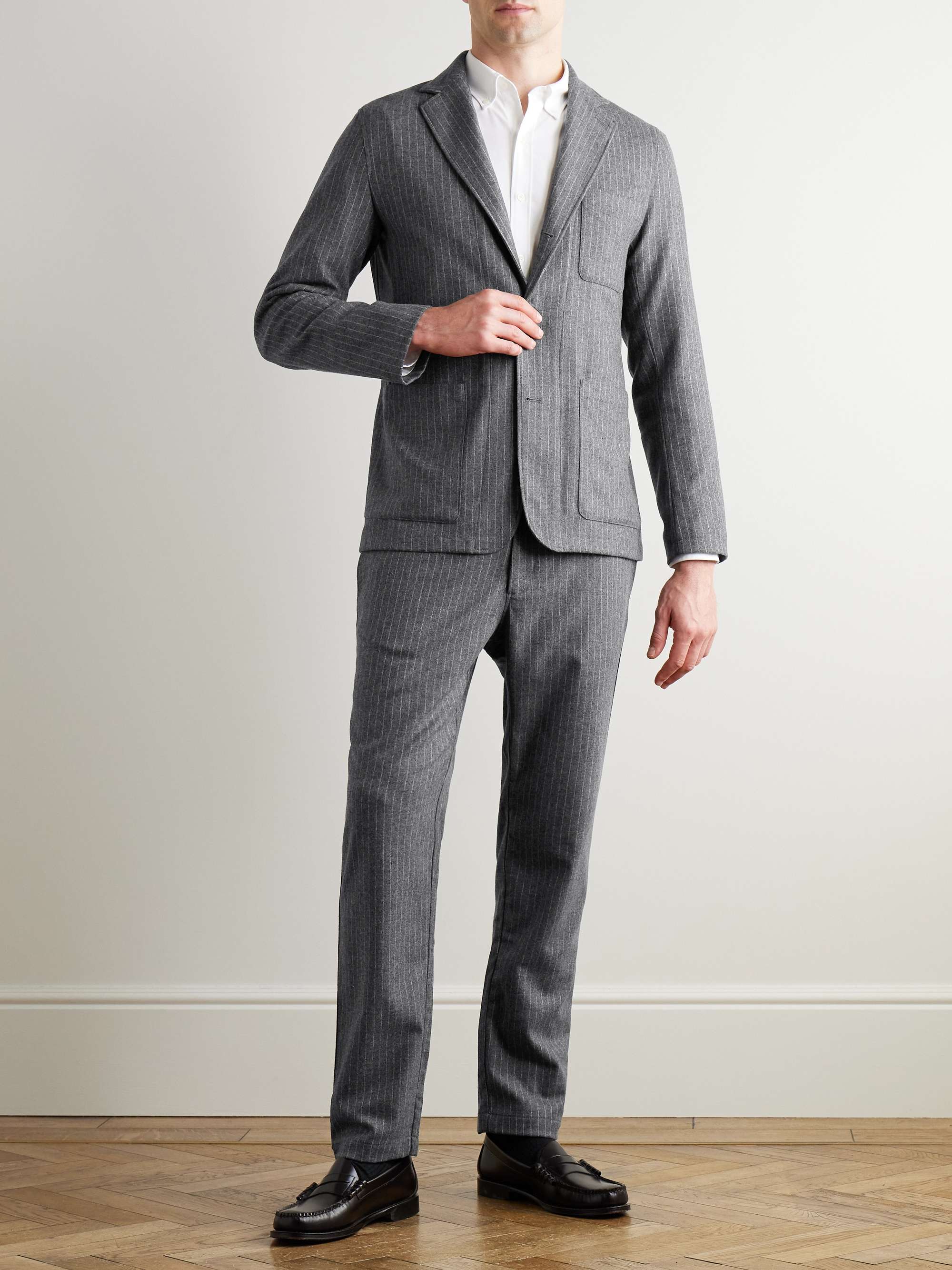 Jonny Unstructured Pinstriped Virgin Wool-Blend Suit Jacket view