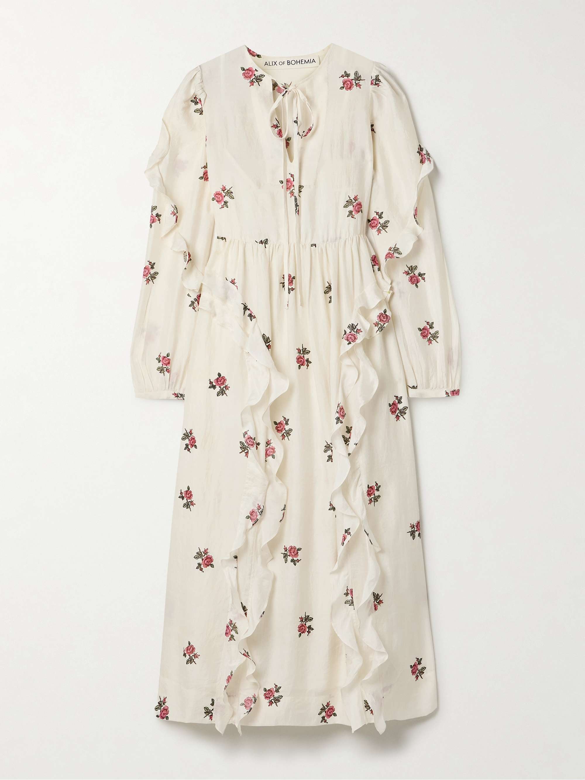 Lina ruffled floral-print silk-voile midi dress hero visual