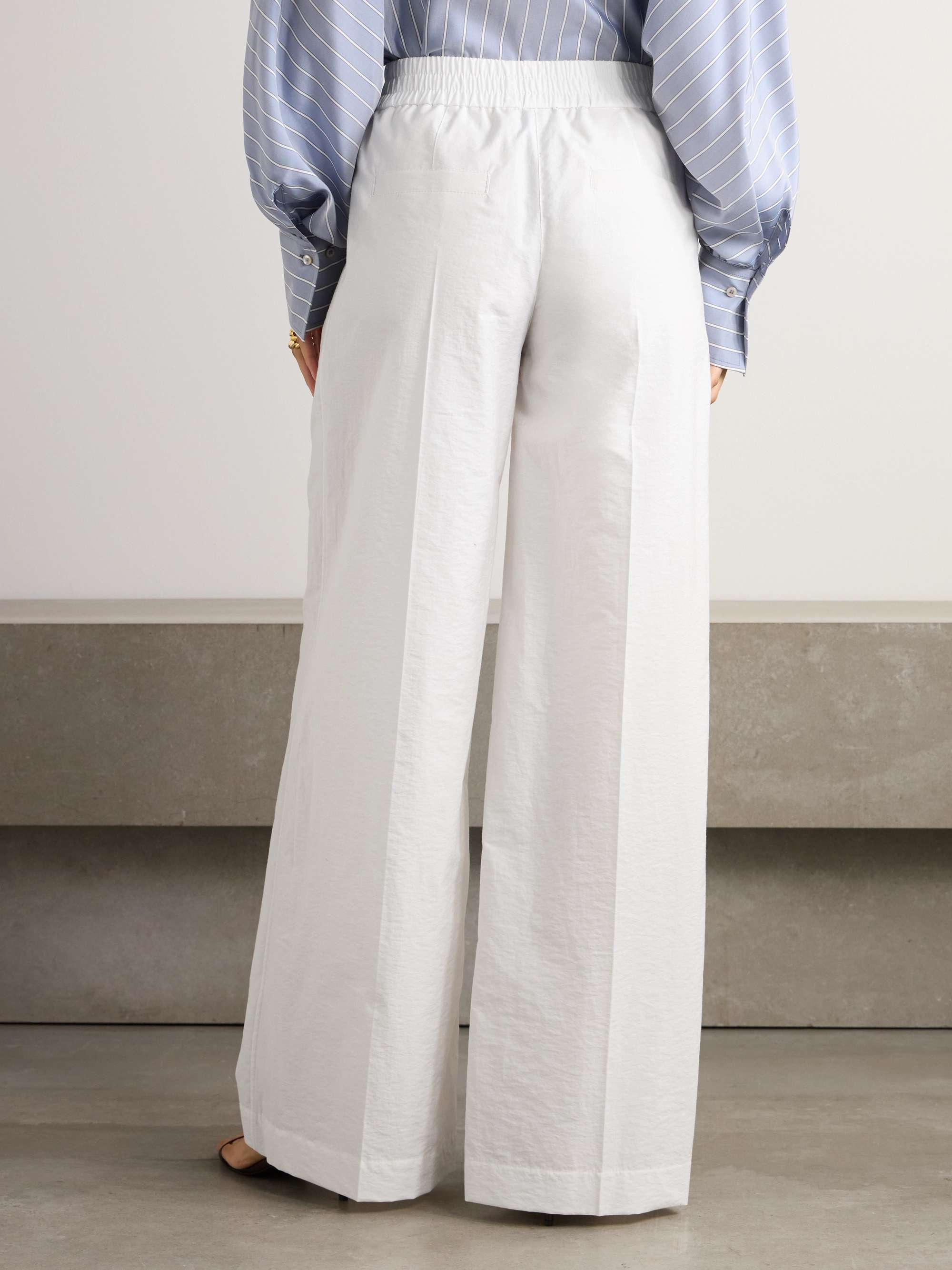 Pleated cotton-blend twill wide-leg pants view