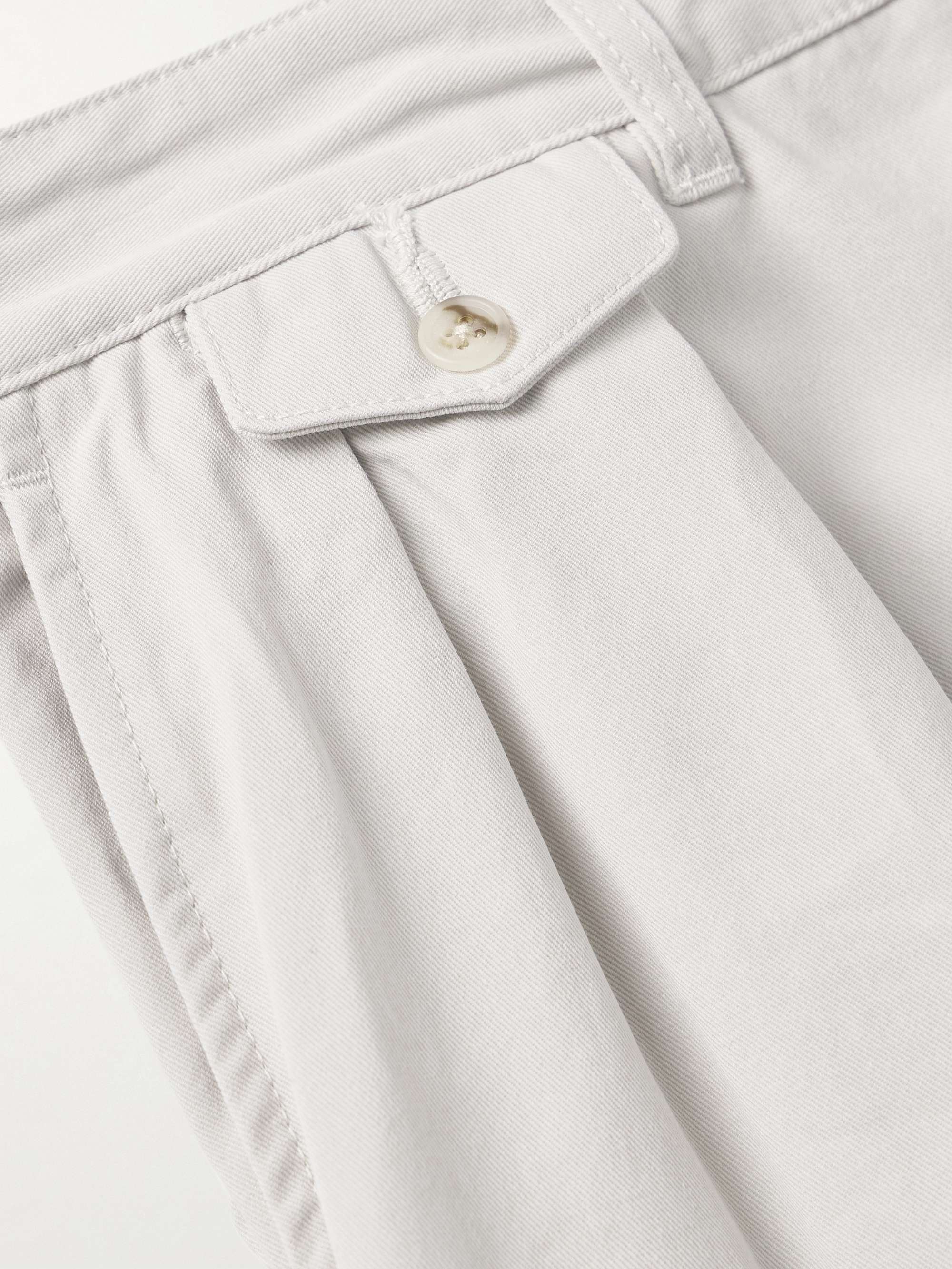 Wide-Leg Pleated Cotton-Twill Shorts view