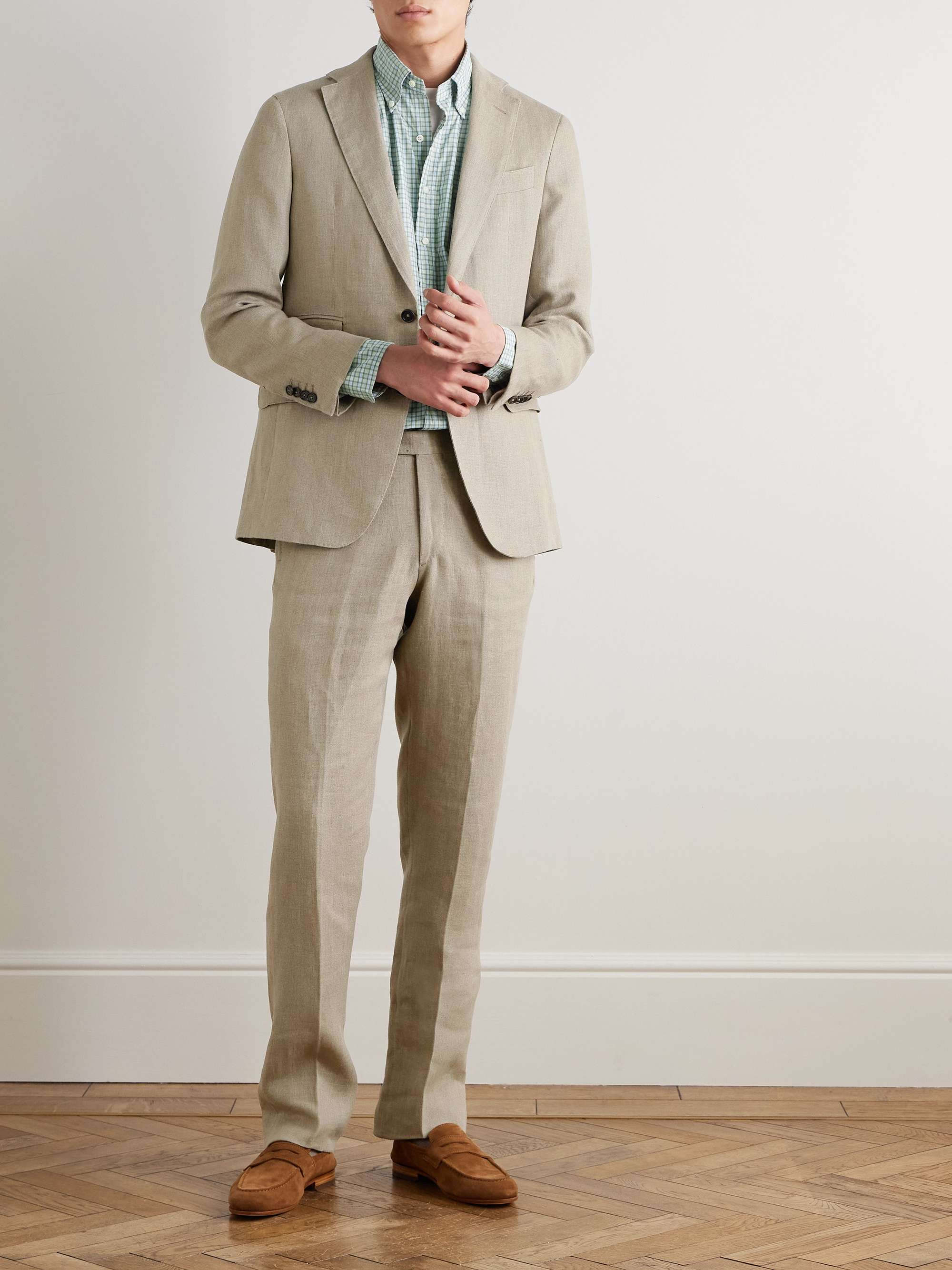 Button-Down Collar Checked Cotton-Poplin Shirt view