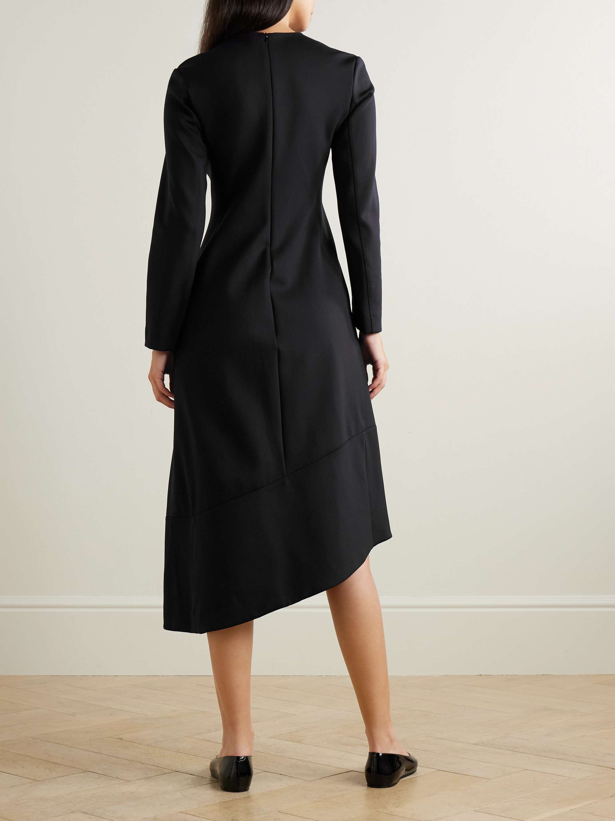 Asymmetric satin midi dress view