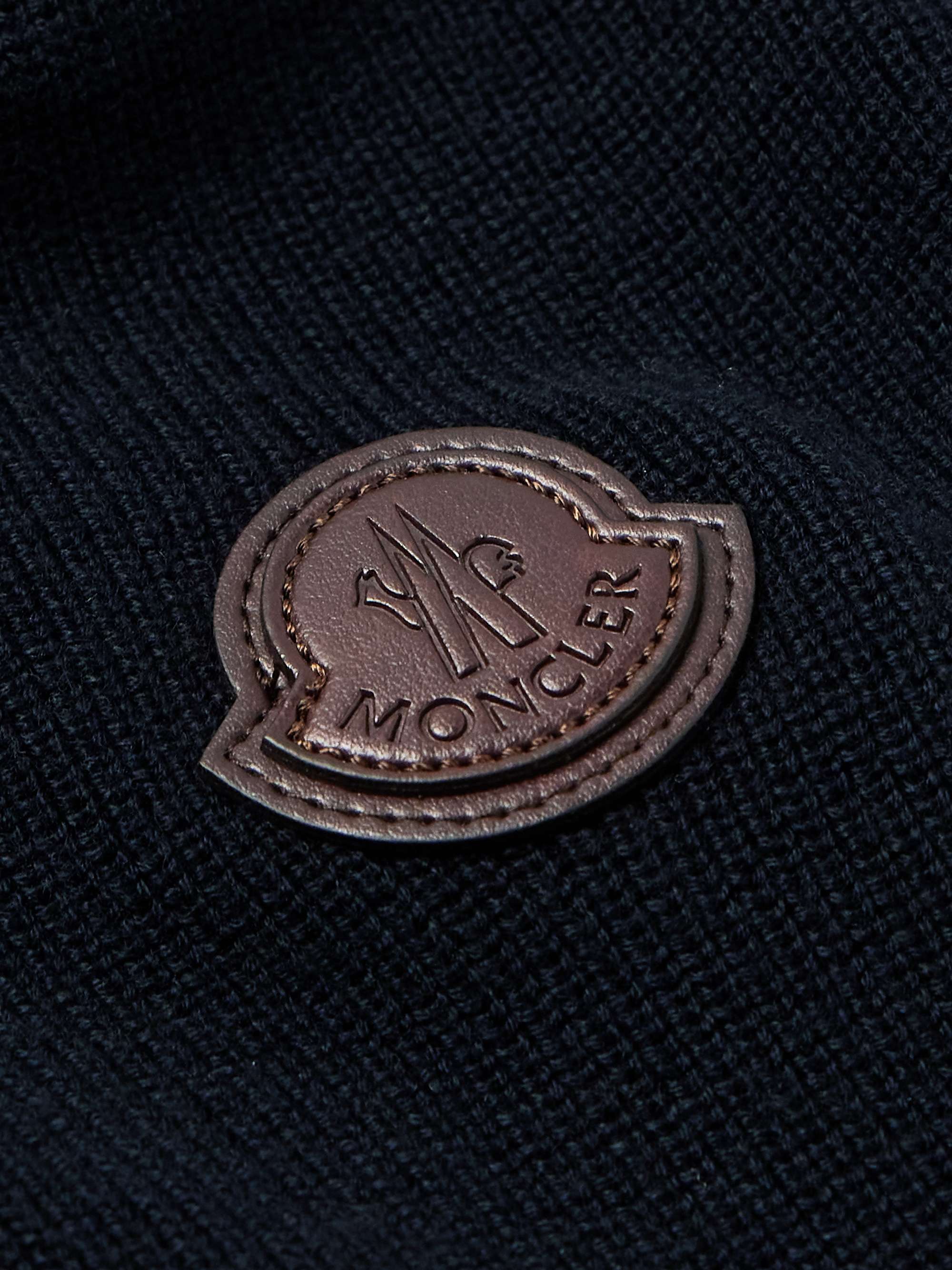 Logo-Appliquéd Suede-Trimmed Cotton and Cashmere-Blend Zip-Up Cardigan view