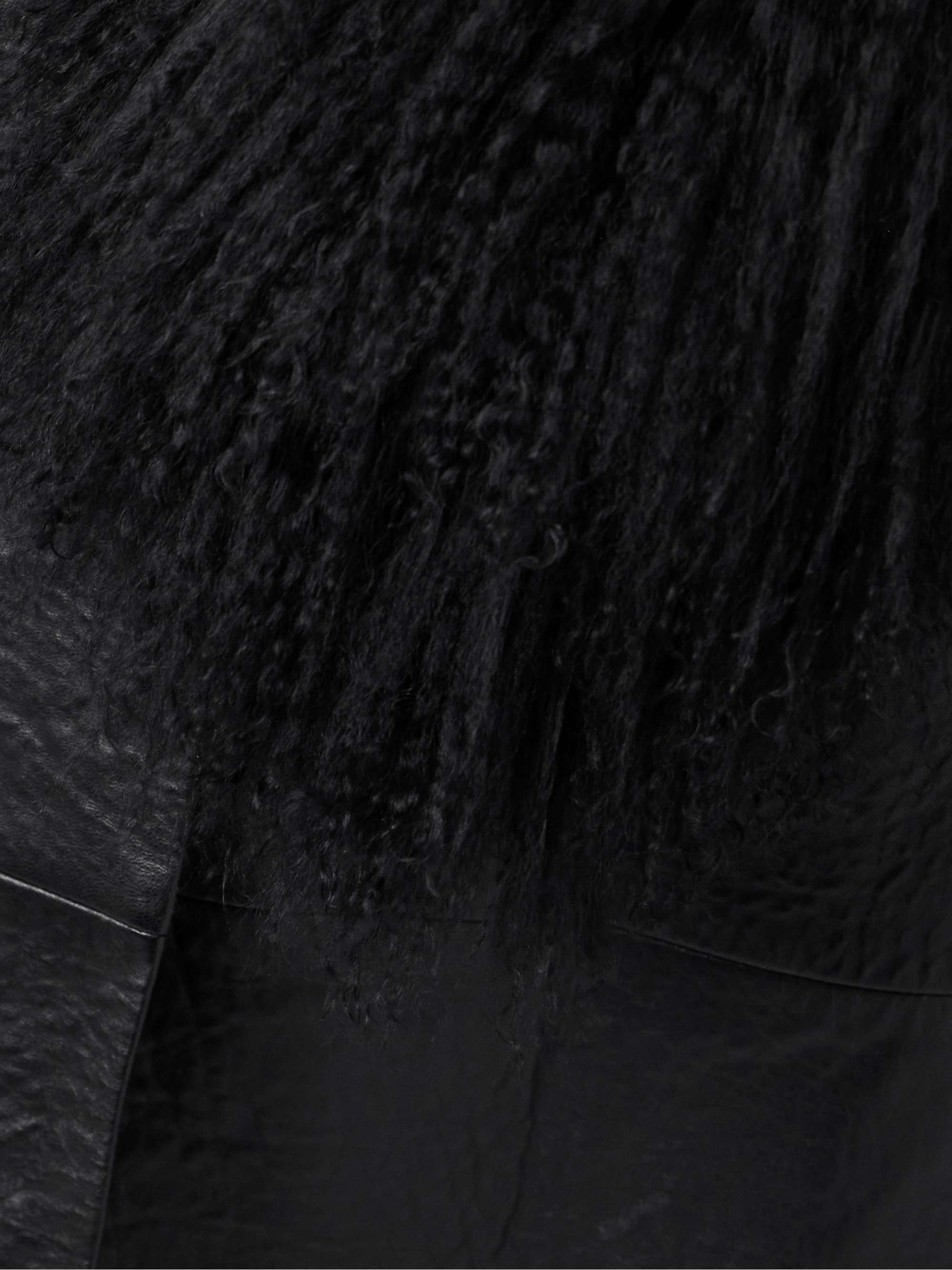 Belted faux fur-trimmed textured-leather coat view